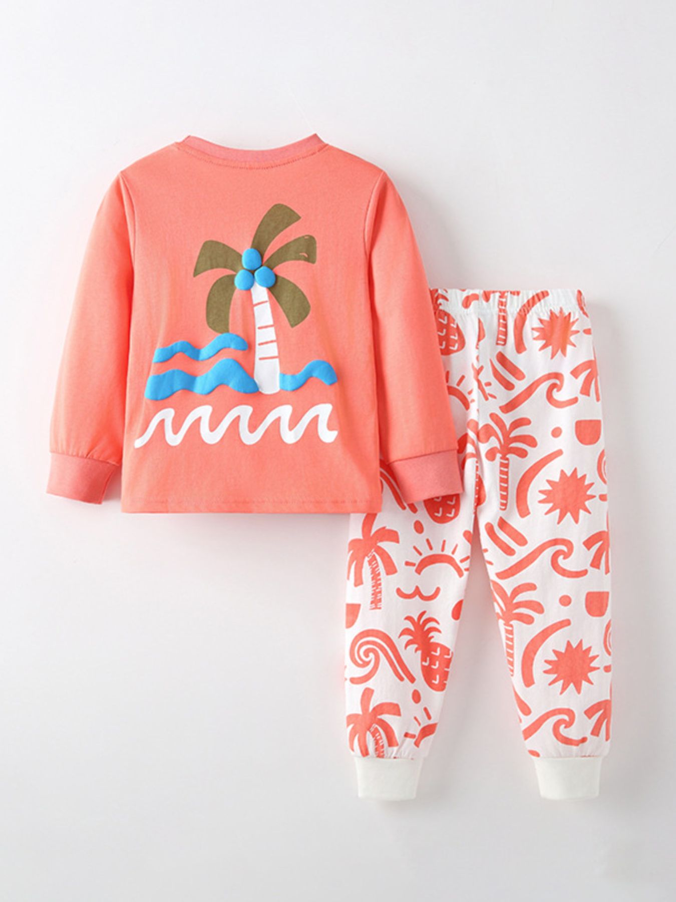Children's Tropical Print Long Sleeve Pajama Set