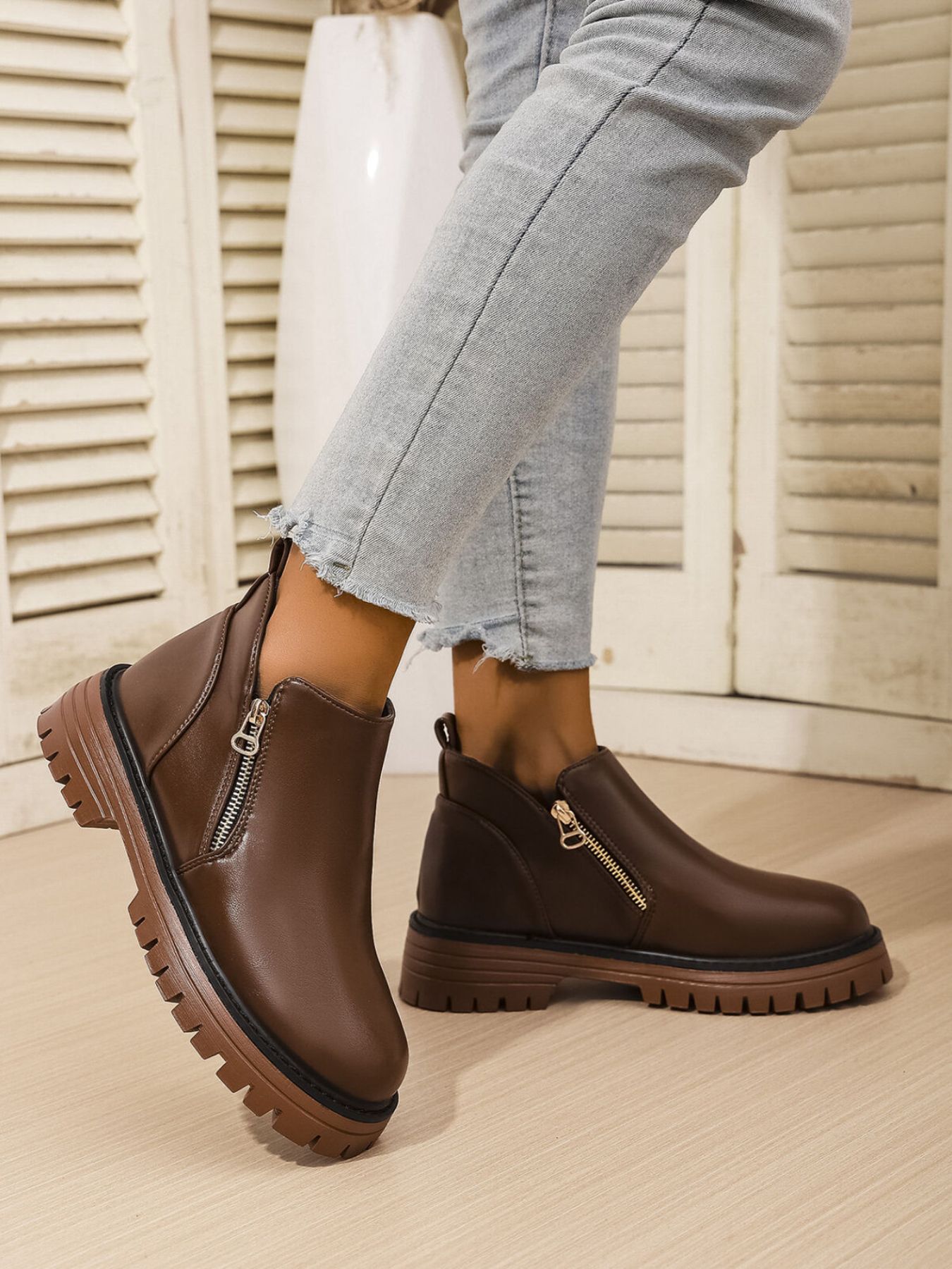 Leather Chelsea Boots with Side Zipper