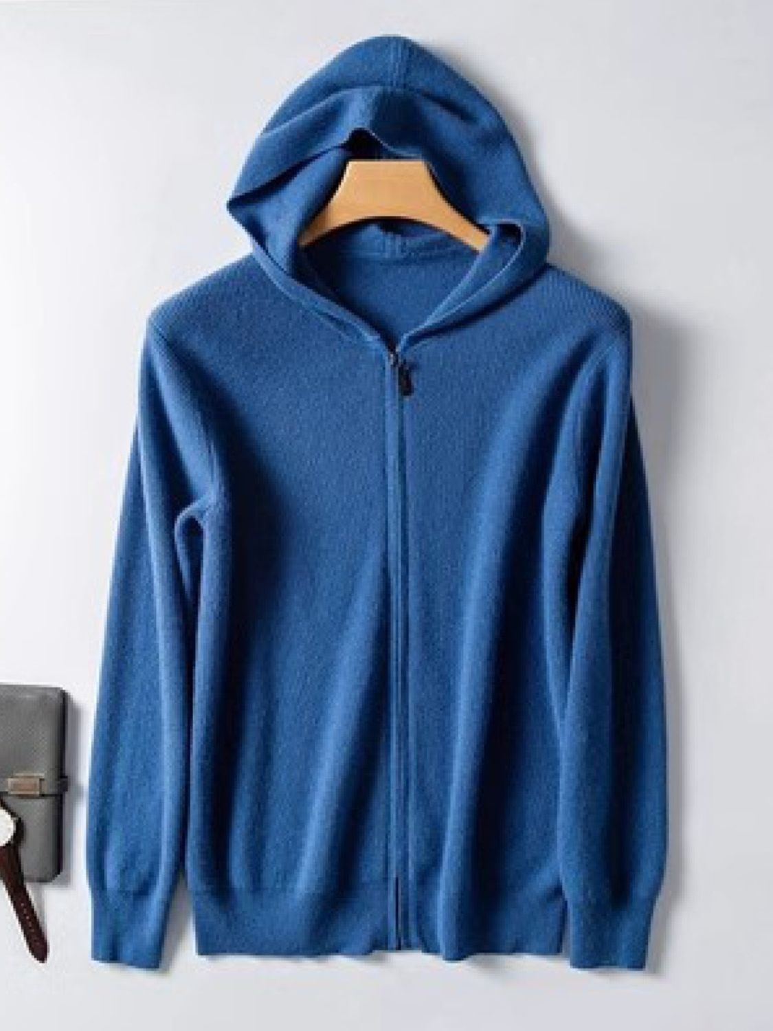Men's Plus Size Zip-Up Hooded Knit Cardigan