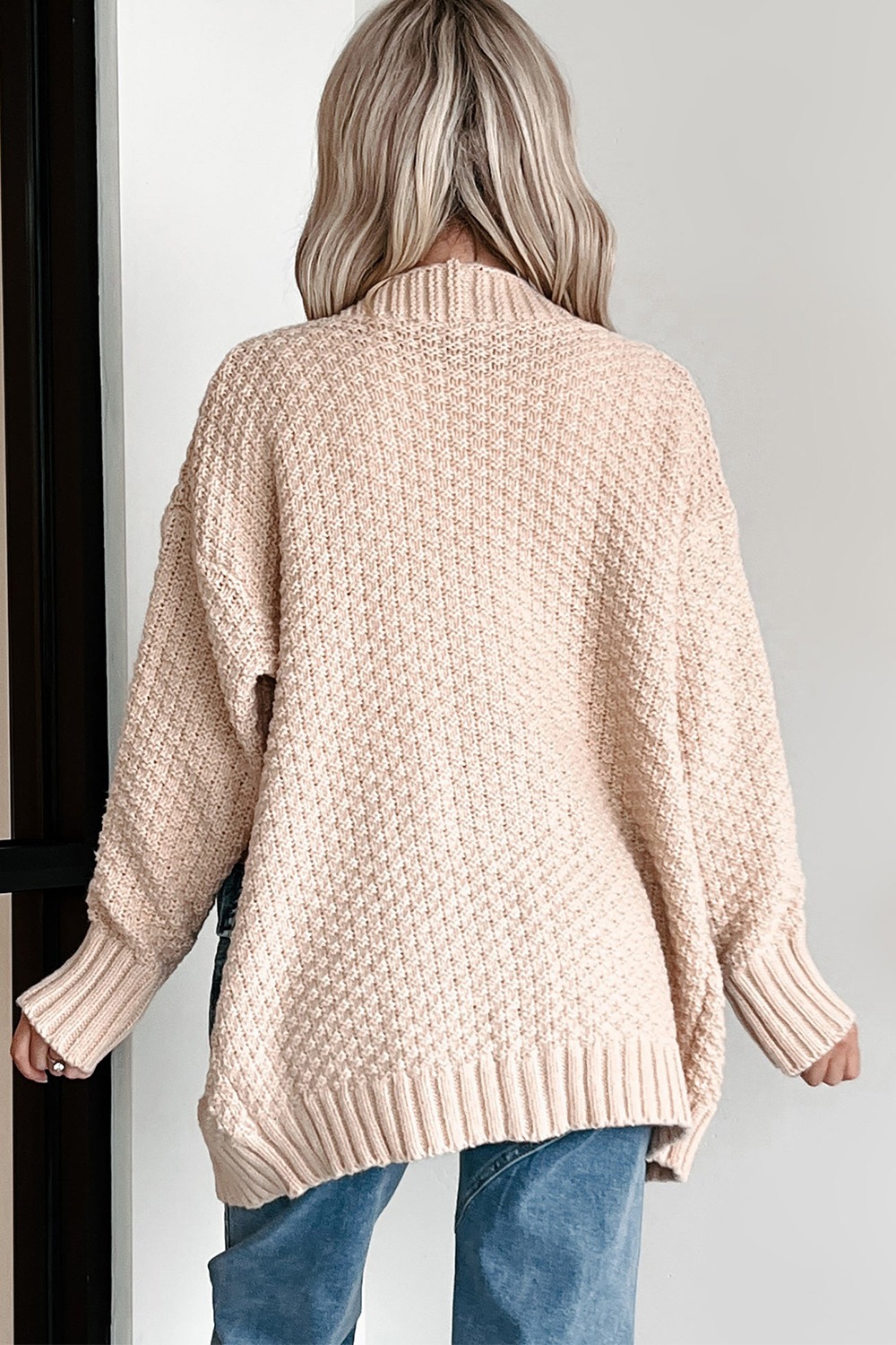 Textured Knit Open-Front Cardigan