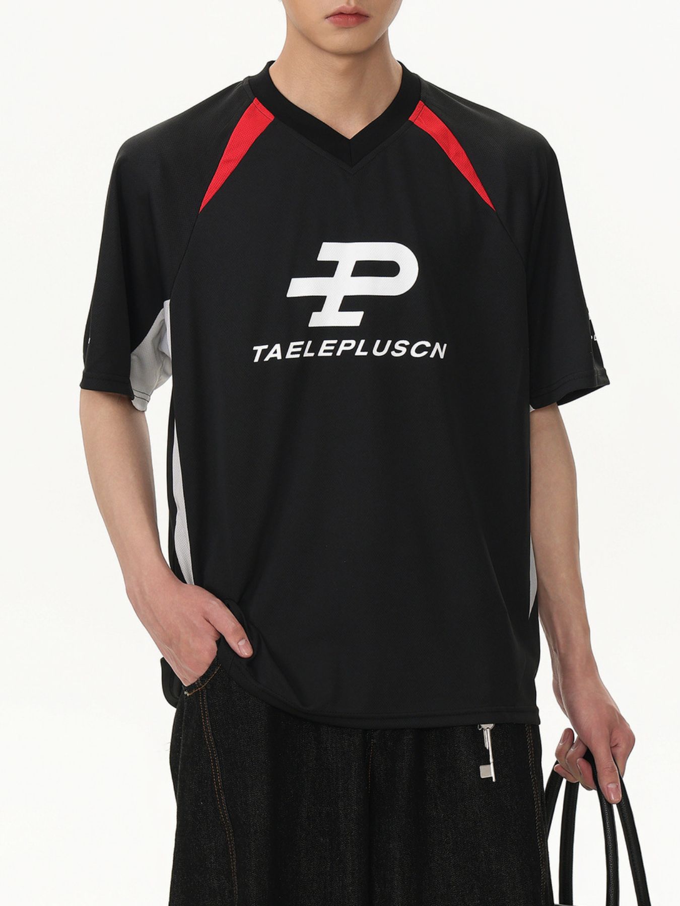 Men's Letter Graphic Contrast Short Sleeve Top