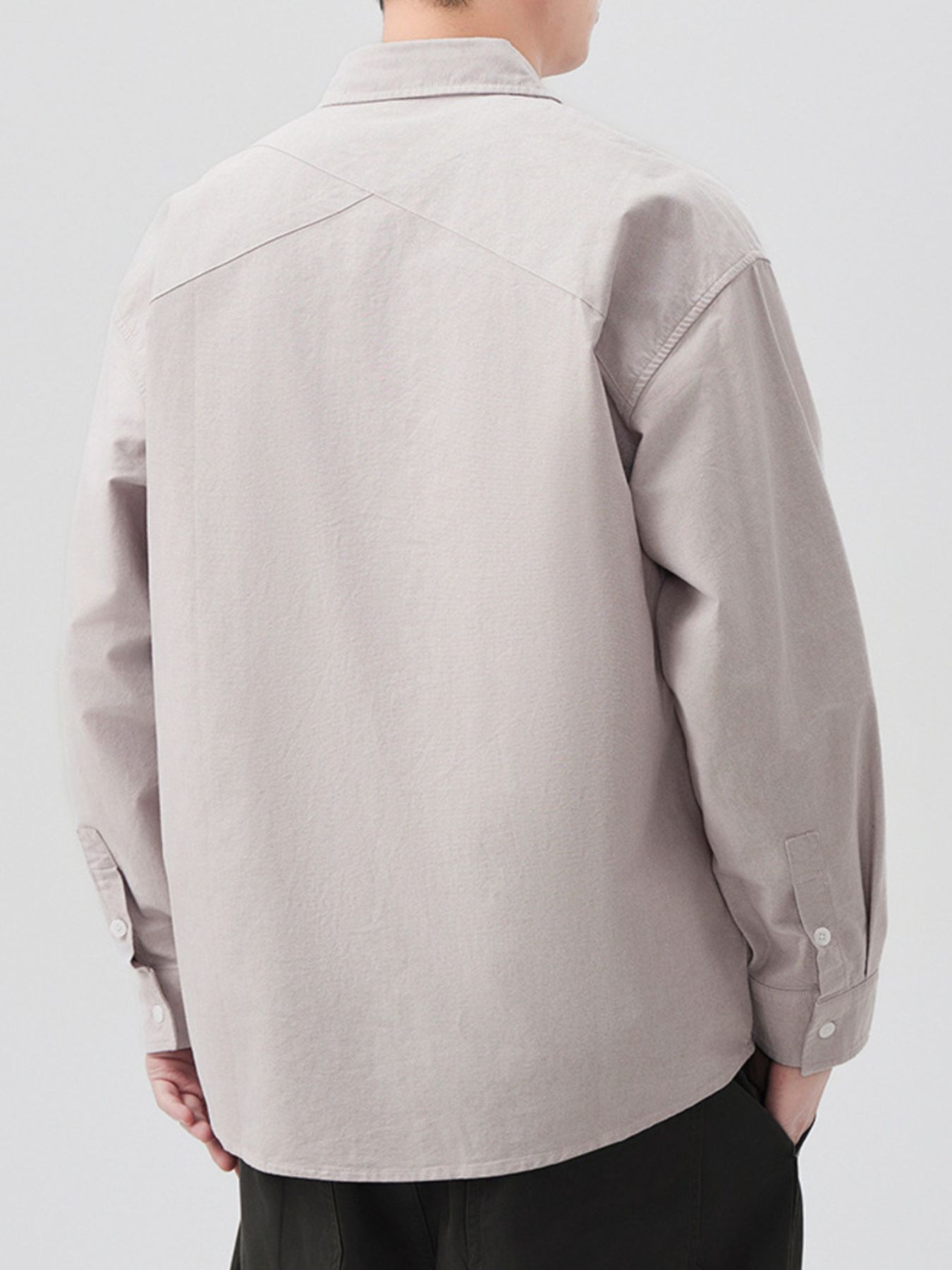 Men's Plus Size Casual Solid Color Long Sleeve Shirt