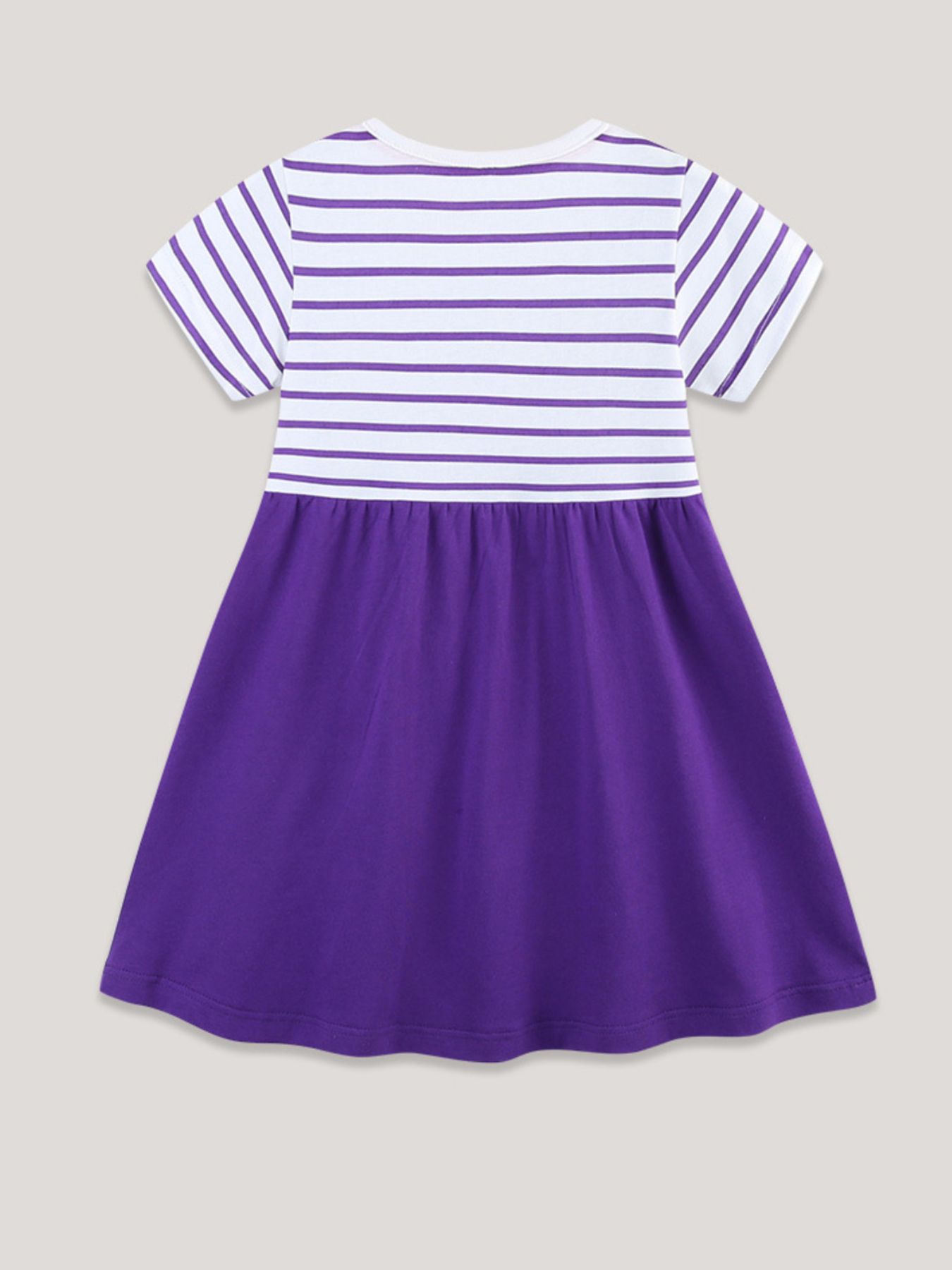 Children's Striped & Animal Embroidered Dress 4