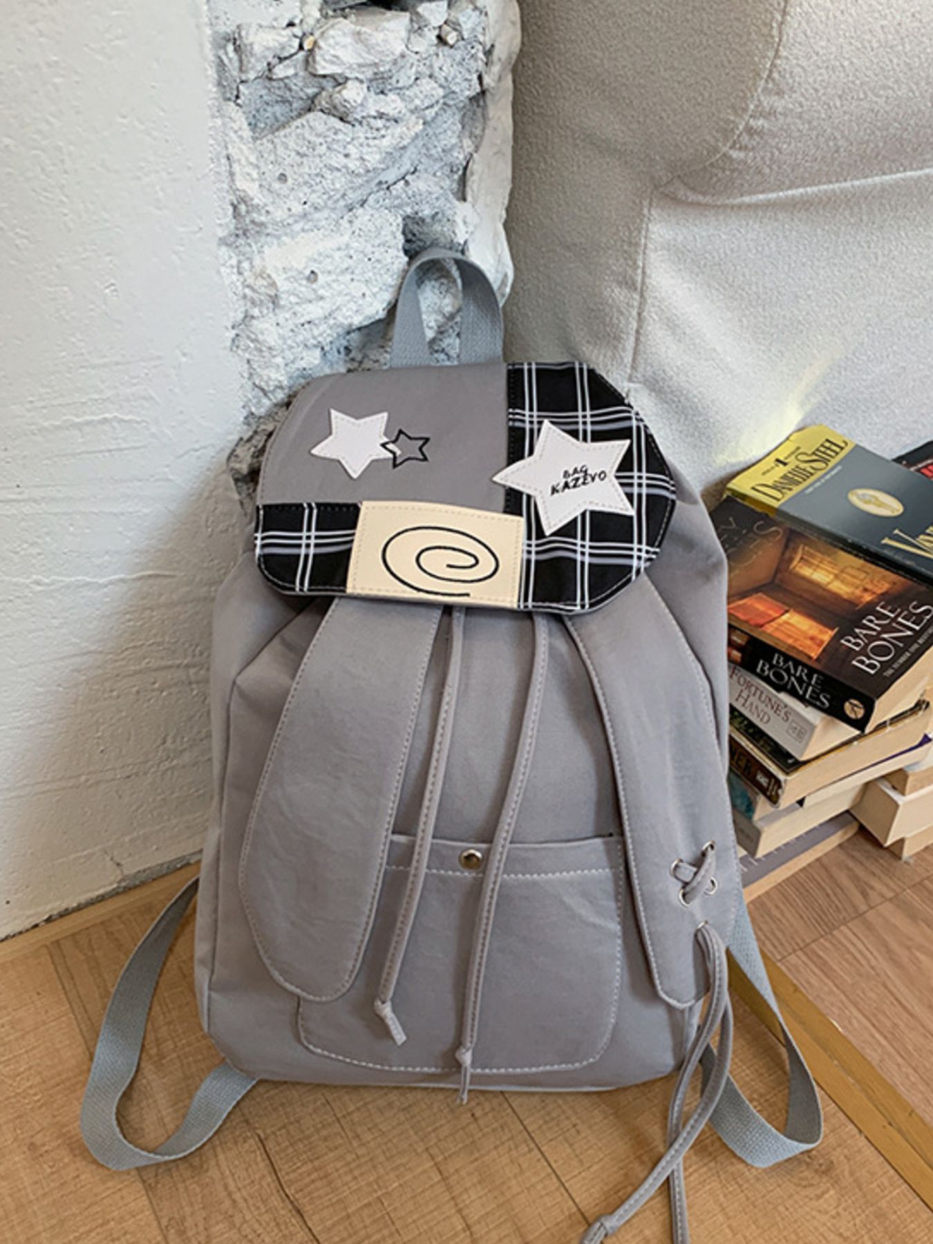 Rabbit Ear Plaid Star Backpack Bag