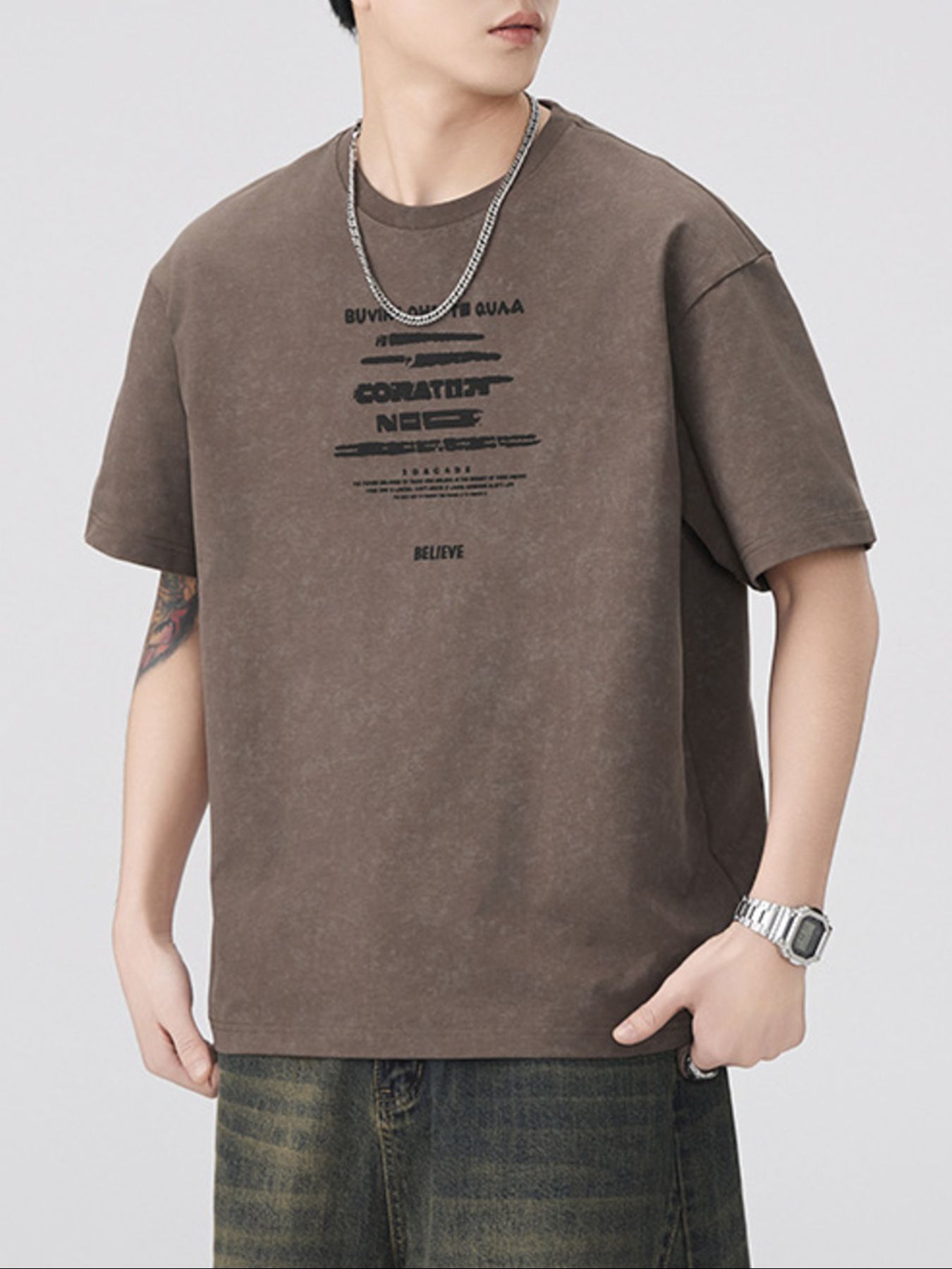 Men's Plus Size Round Neck Short Sleeve T-Shirt