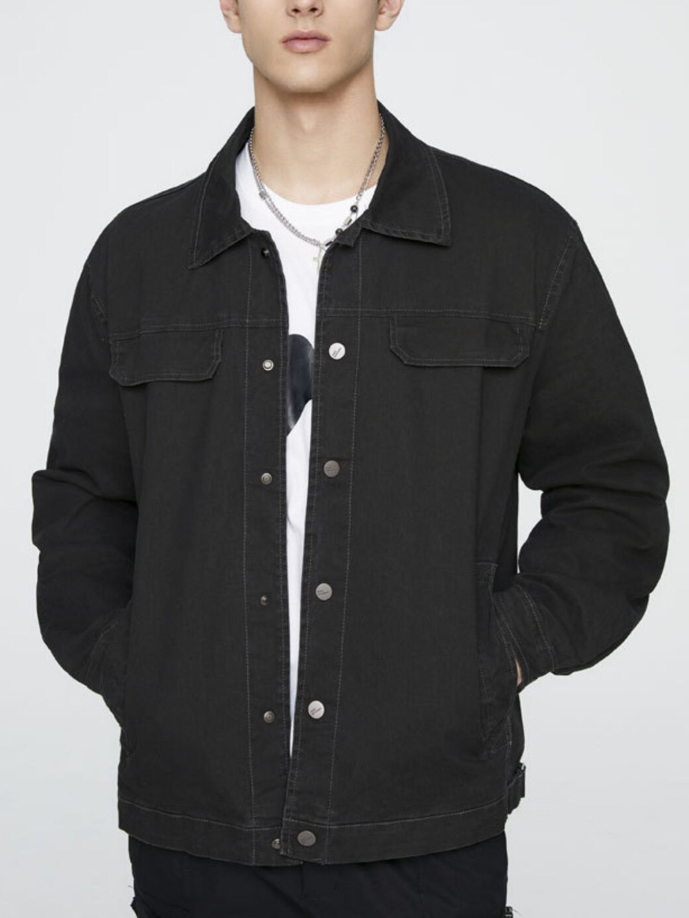 Men's Plus Size Button Up Long Sleeve Jacket