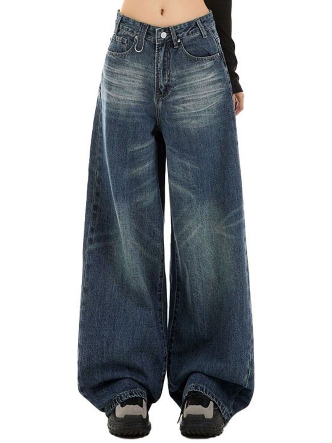 Vintage Wash Wide Leg Jeans