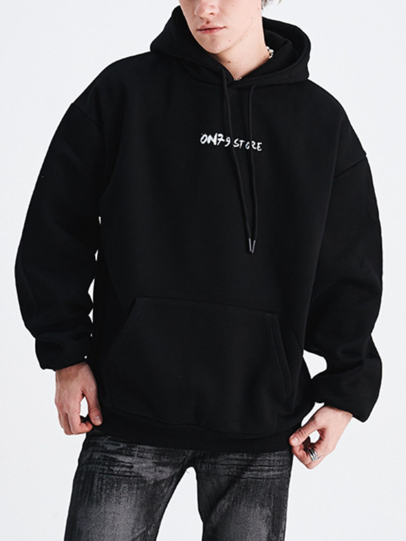 Men's Drop Shoulder Drawstring Hoodie