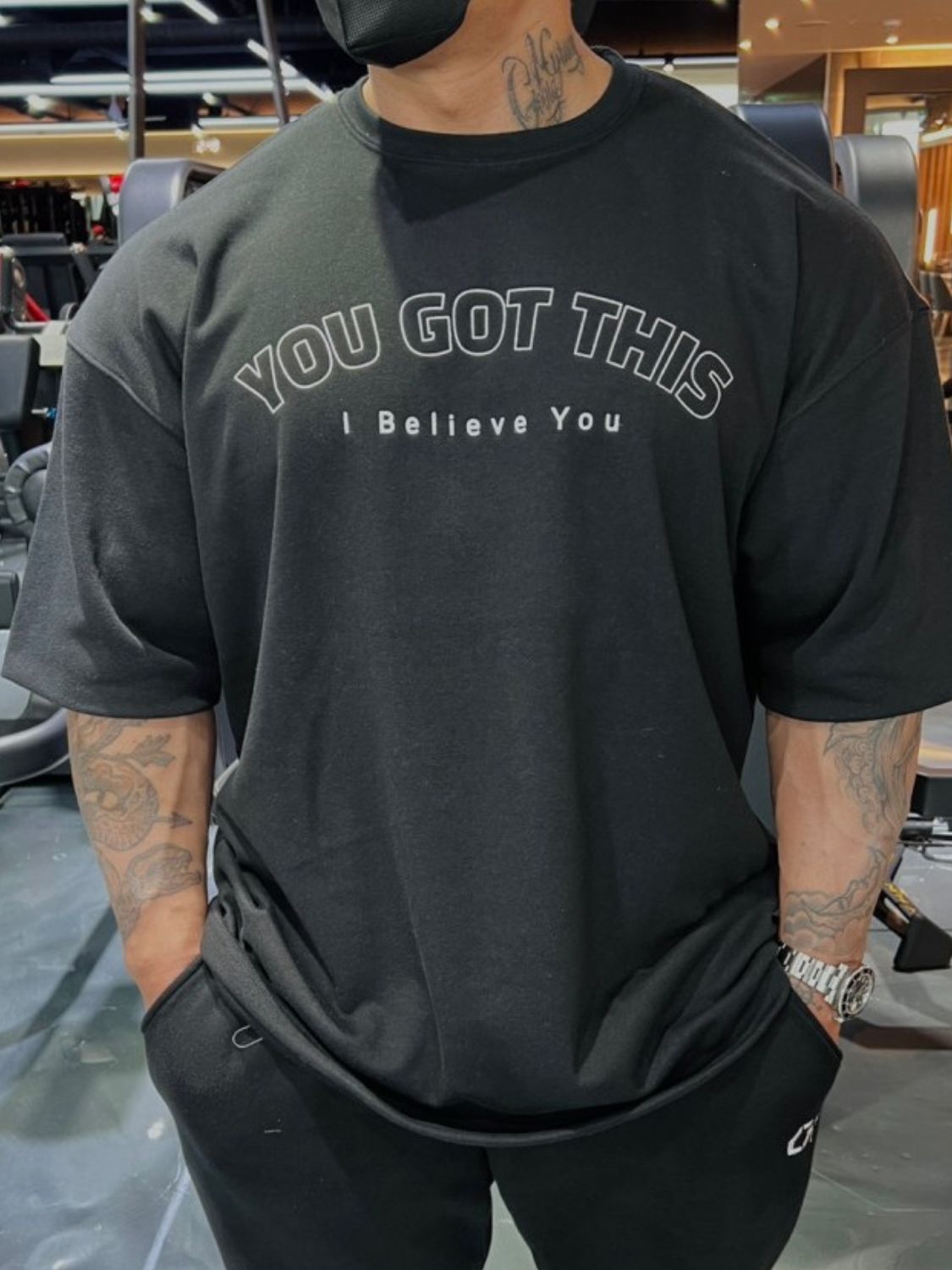 Men's Plus Size Round Neck Letter Graphic T-Shirt