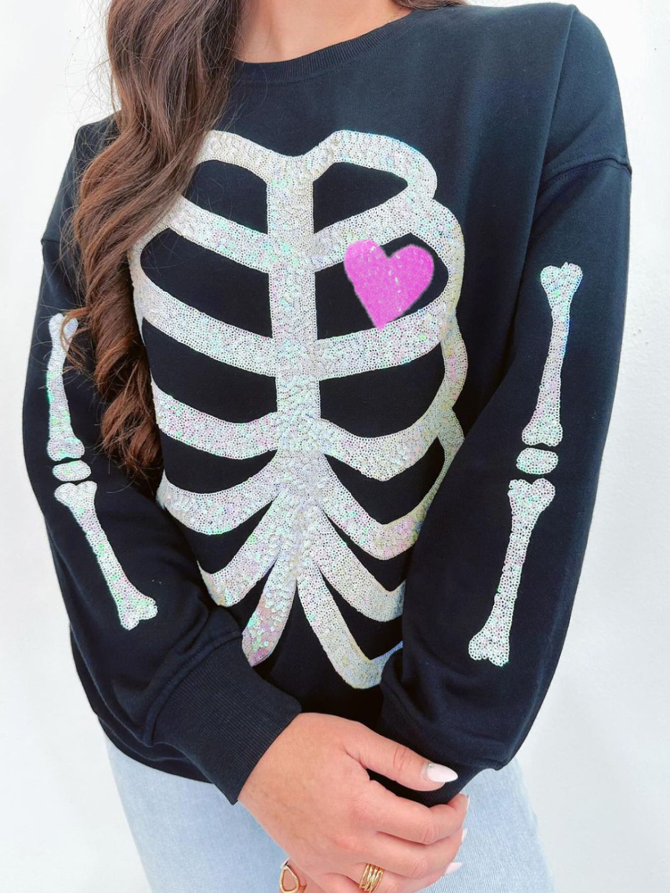 Full Size Halloween Round Neck Long Sleeve Sweatshirt Plus Size