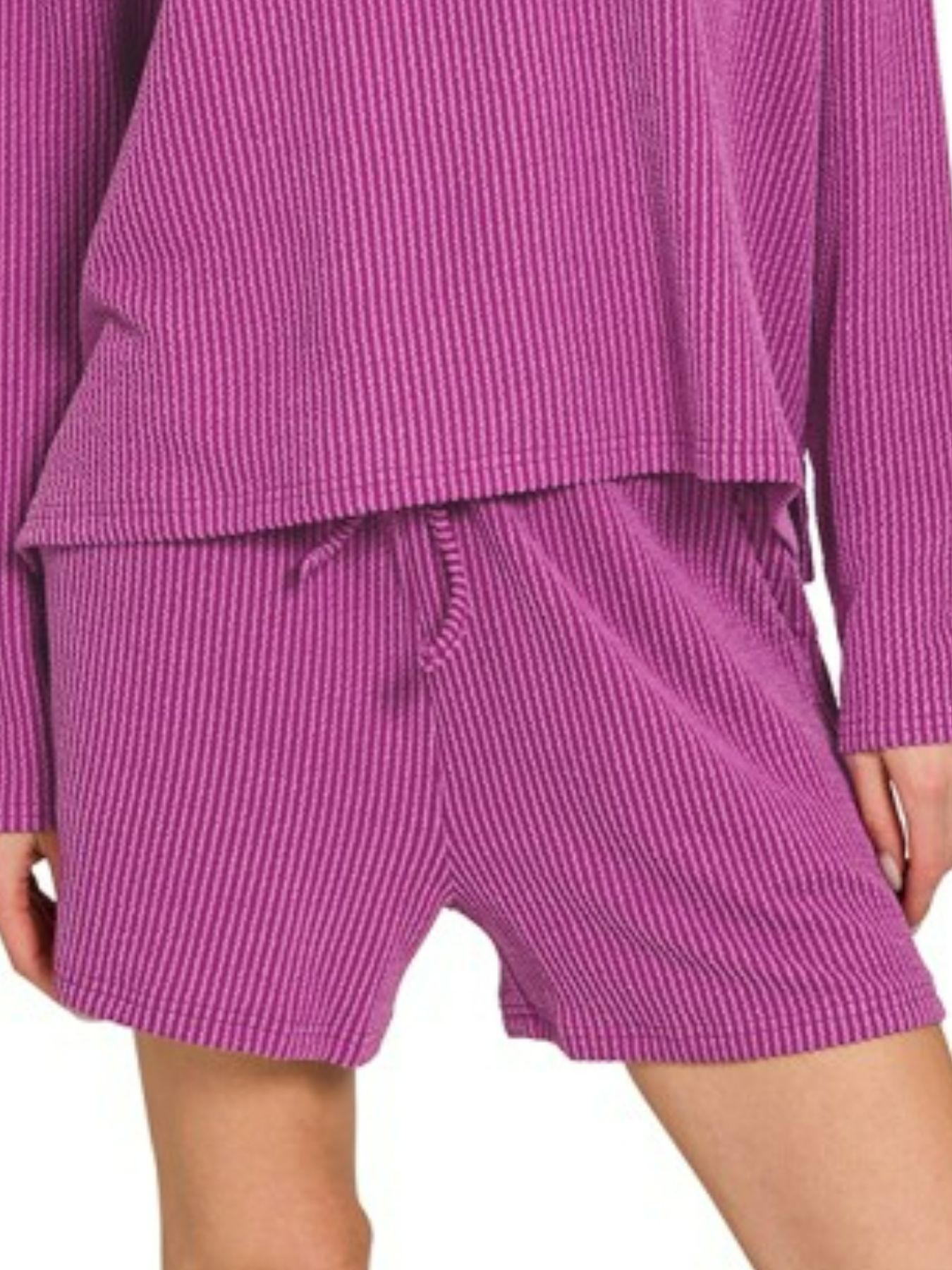 Corded Rib Long Sleeve Tee and Shorts Set