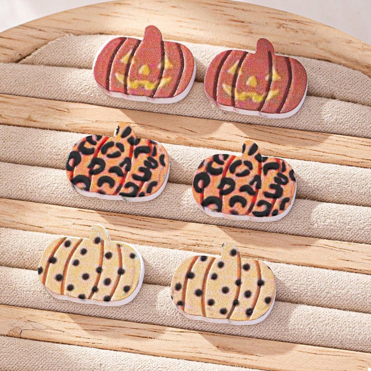 3 Piece Halloween Pumpkin Stud Earrings