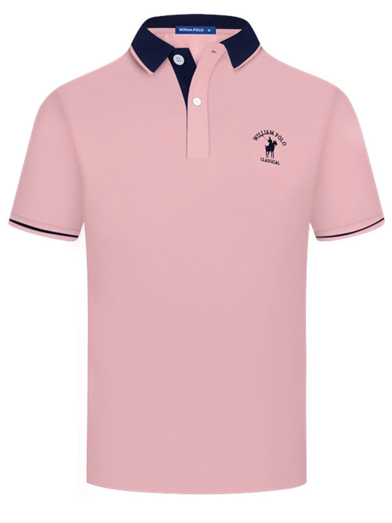 Men's Plus Size Contrast Collar Short Sleeve Embroidered Polo