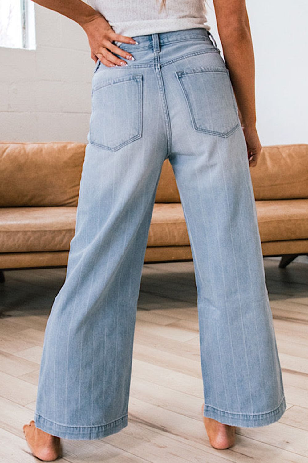 Wide Leg Button Fly Jeans