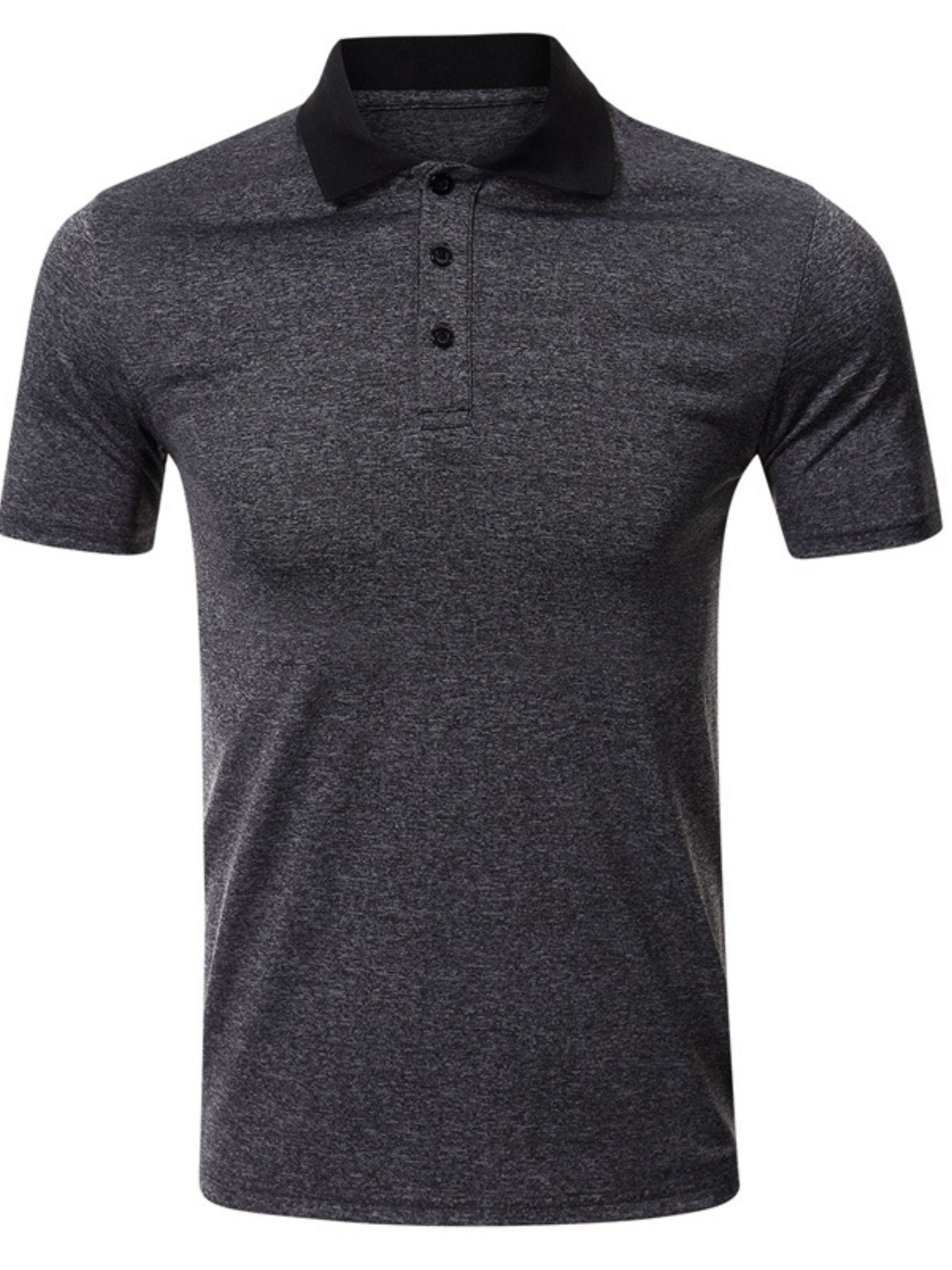 Men's Classic Heathered Polo Shirt with Contrast Collar
