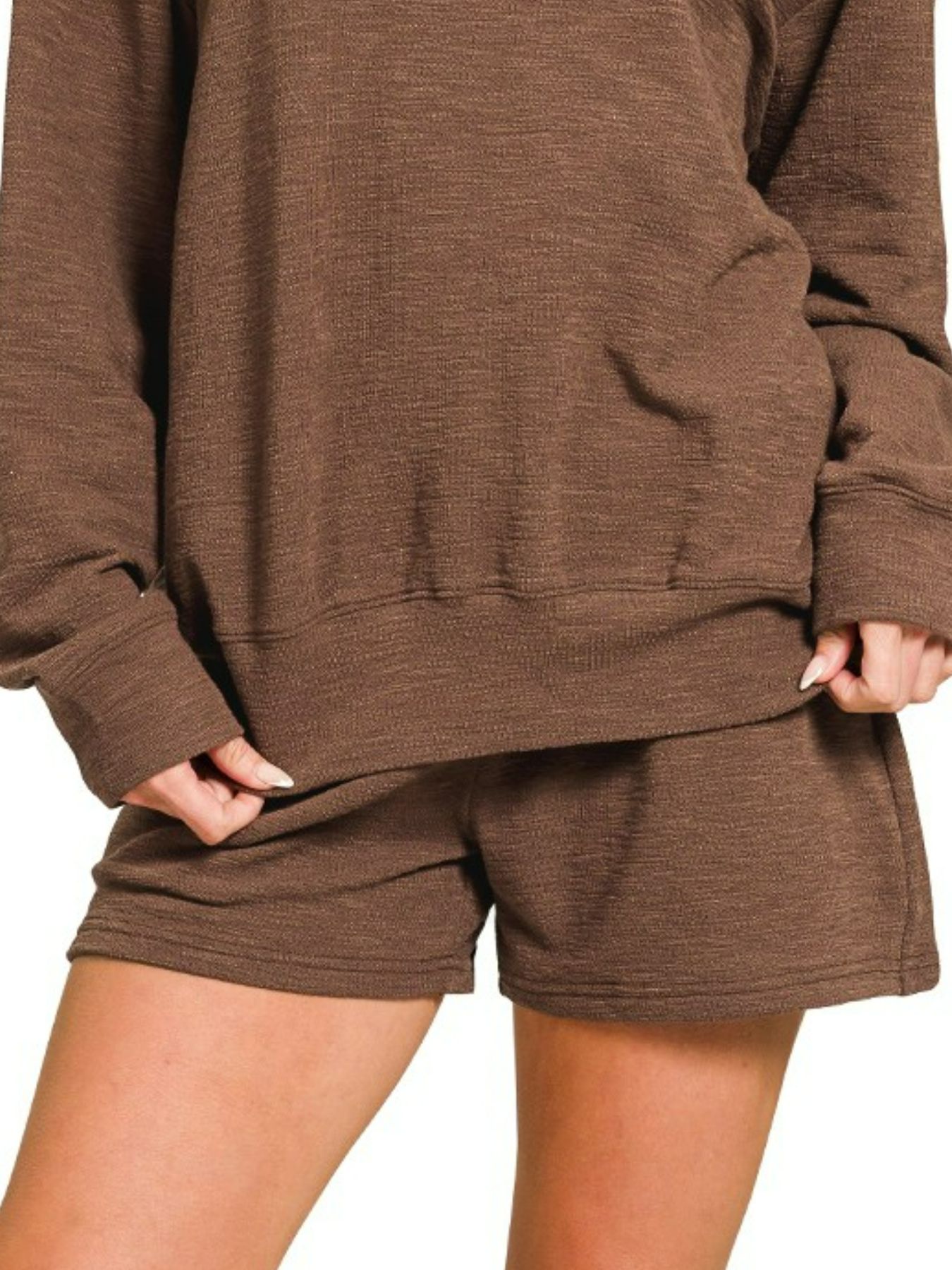Slub Long Sleeve Top and Shorts Set