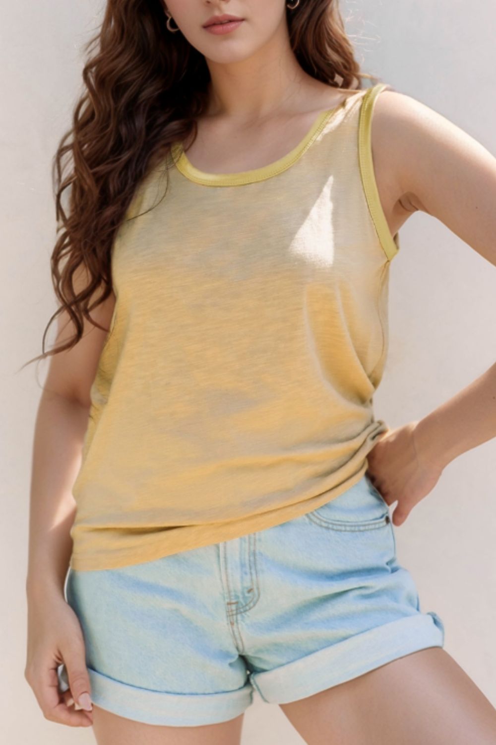 Round Neck Wide Strap Tank