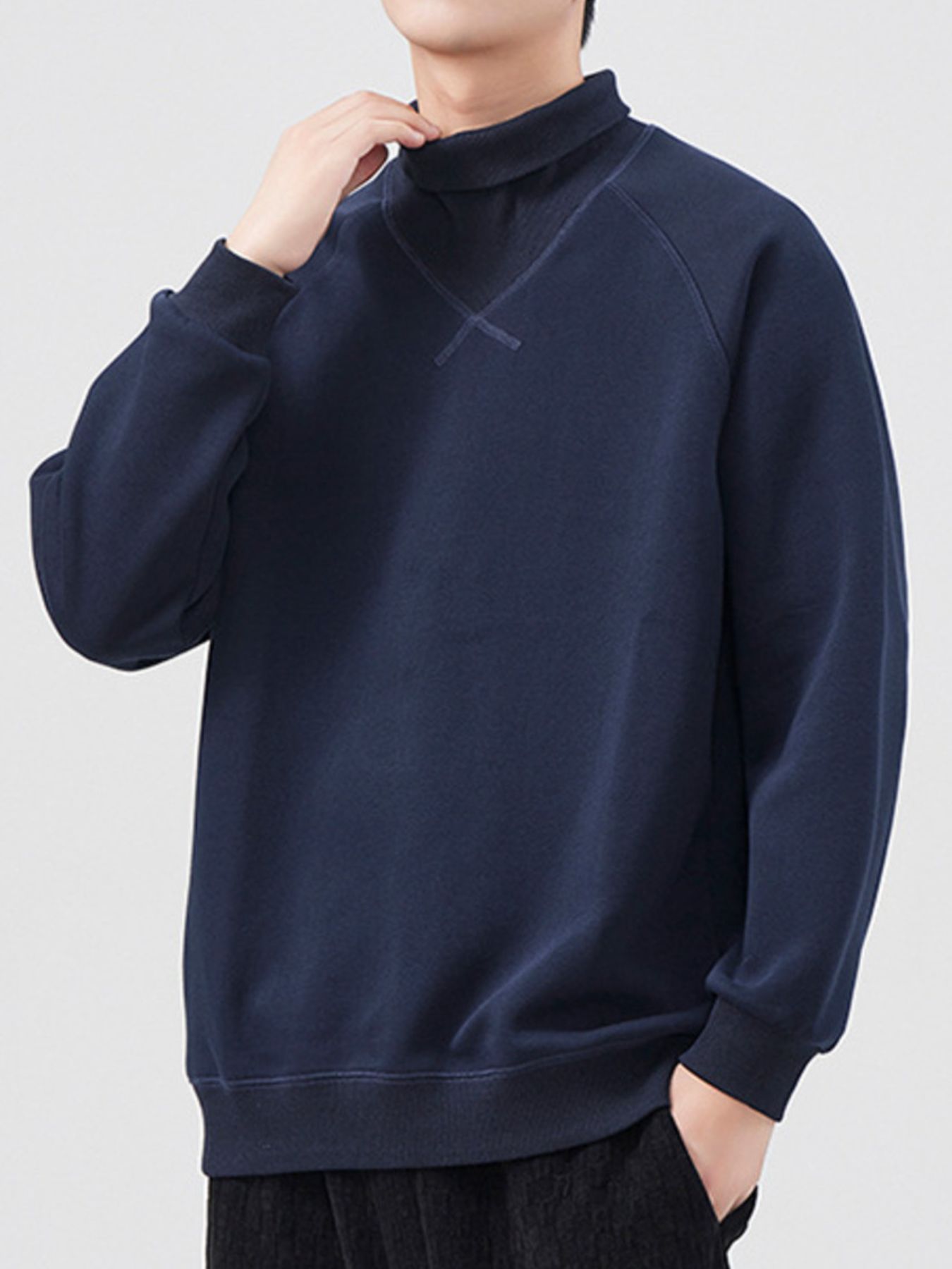Men's Plus Size Turtleneck Long Sleeve Sweatshirt