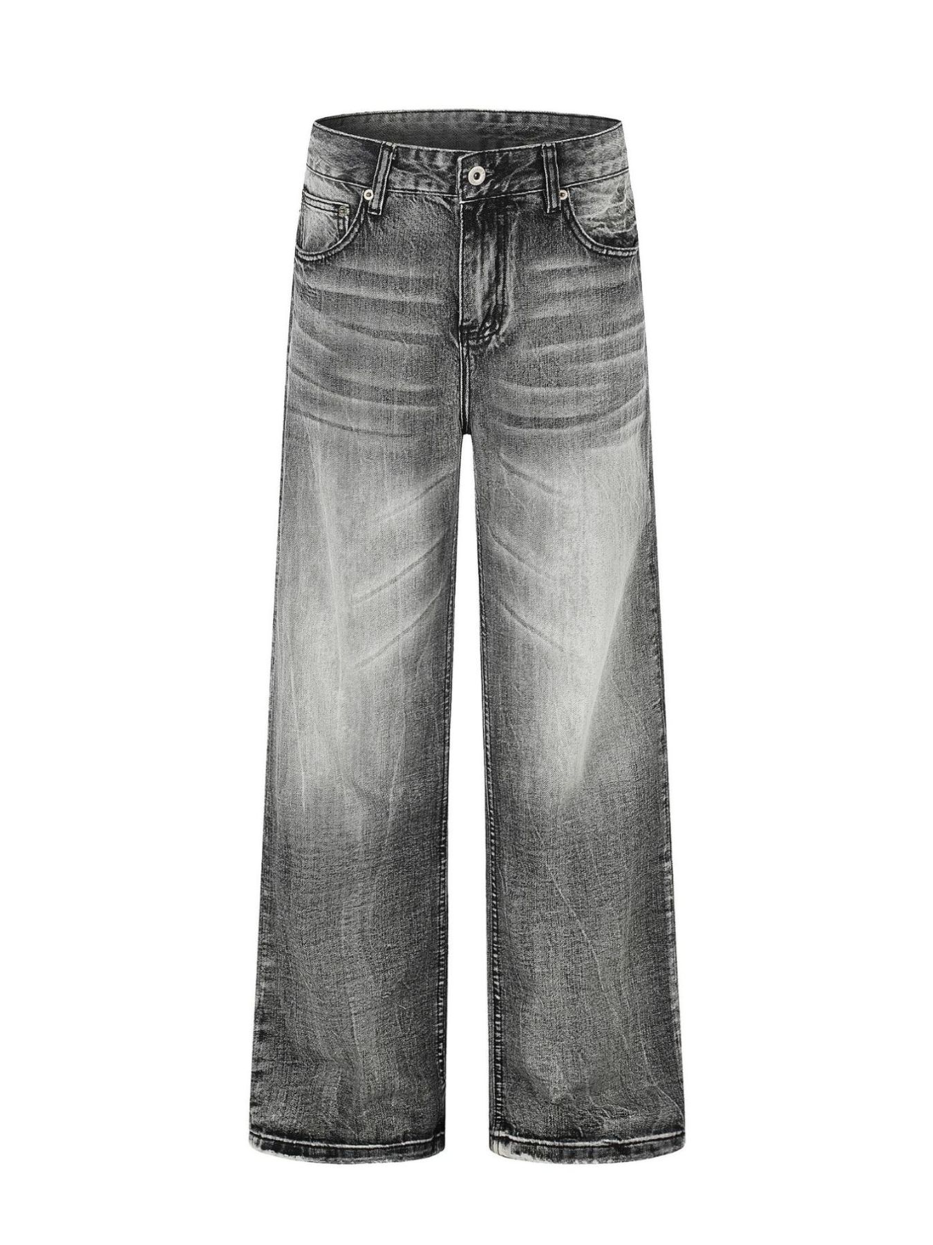 Men's Full Size Vintage Wash Wide Leg Jeans Plus Size