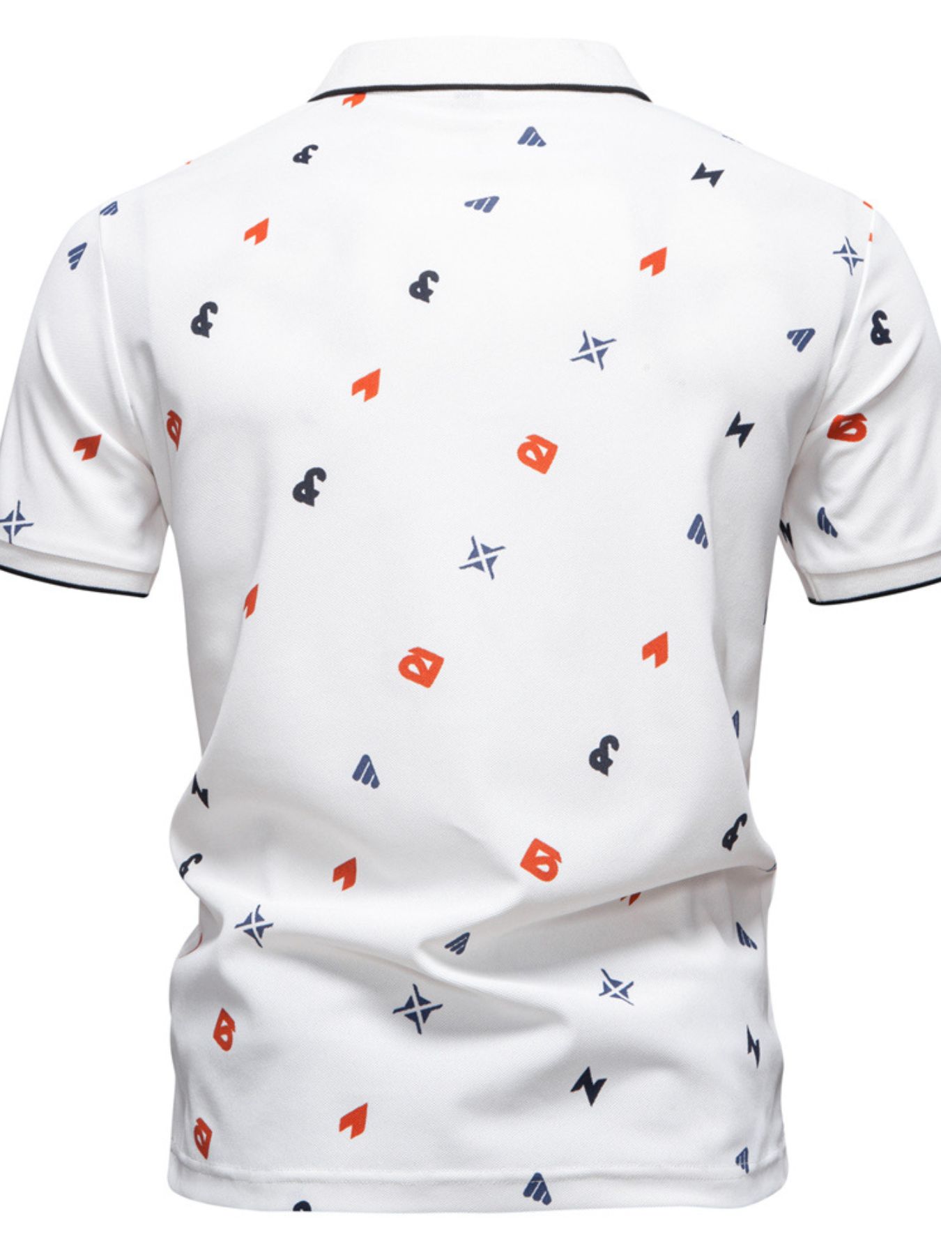 Men's Geometric Print Short Sleeve Polo Shirt