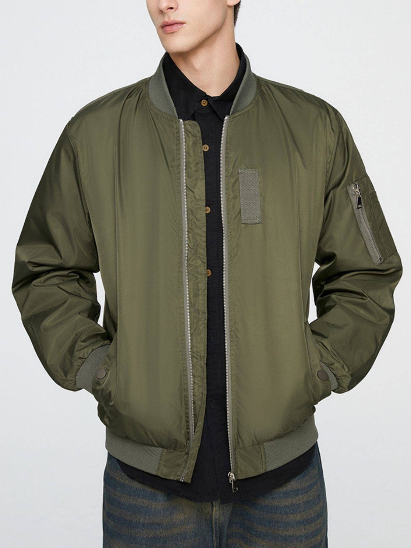 Men's Plus Size Zip Up Lightweight Bomber Jacket