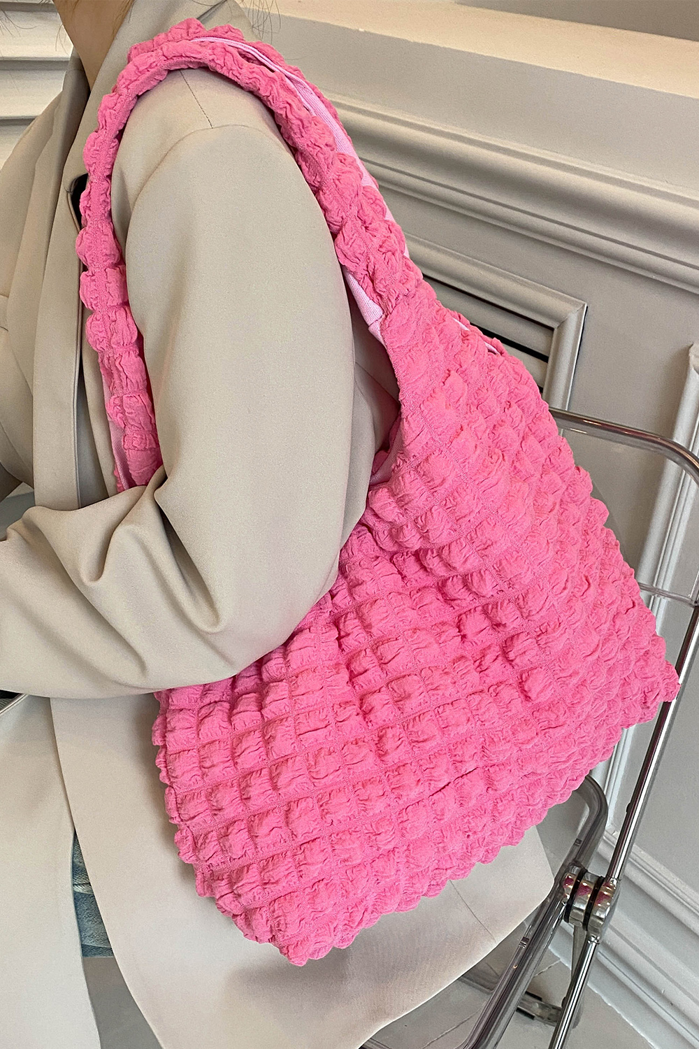 Ruched Polyester Large Handbag 3