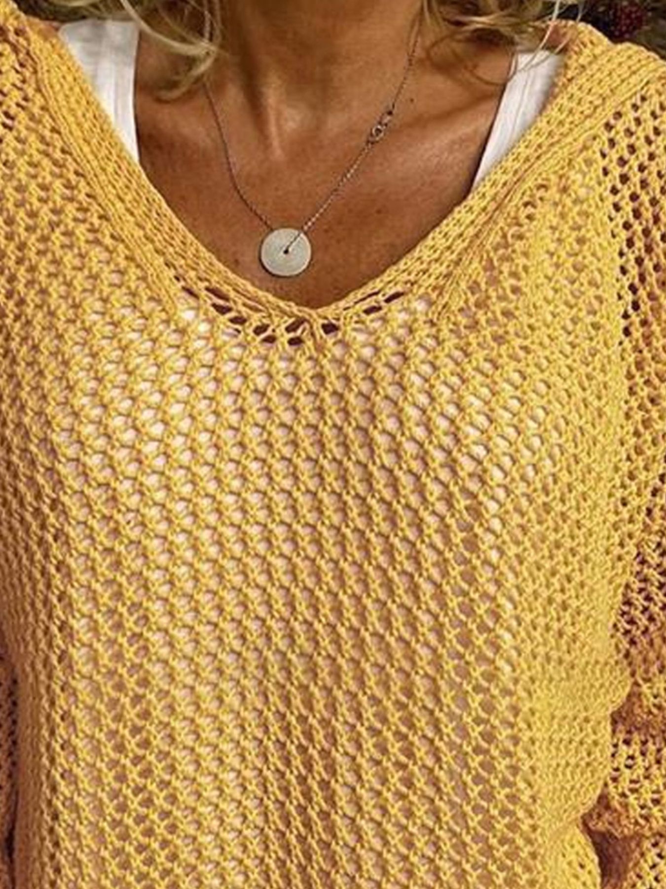 Openwork Long Sleeve Hooded Knit Cover Up view 2