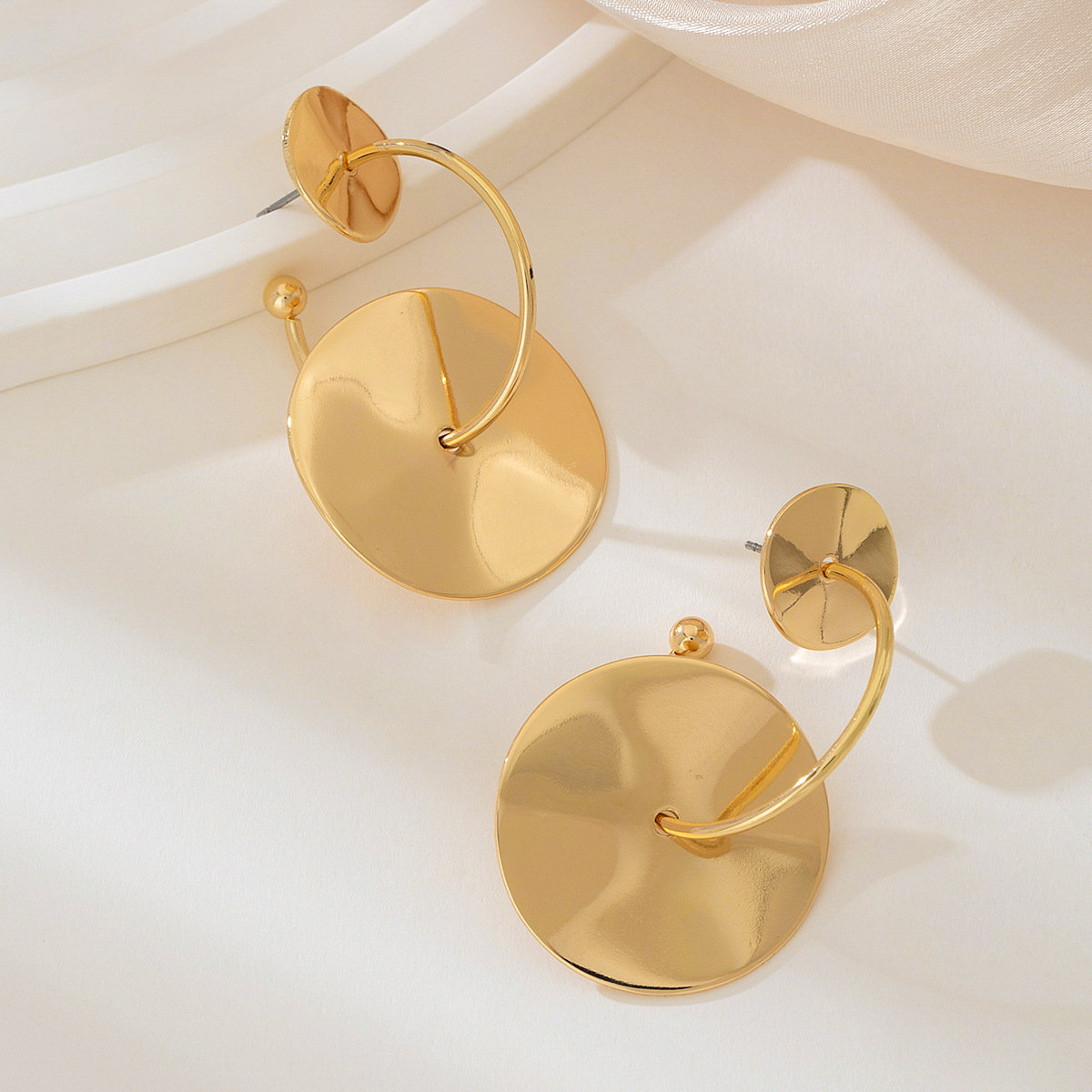 18K Gold-Plated Geometric Circle Drop Earrings