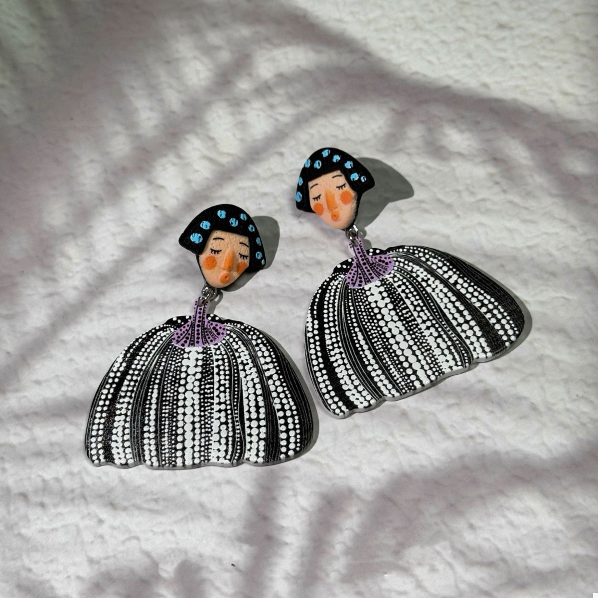 Whimsical Pumpkin Girl Dangle Earrings