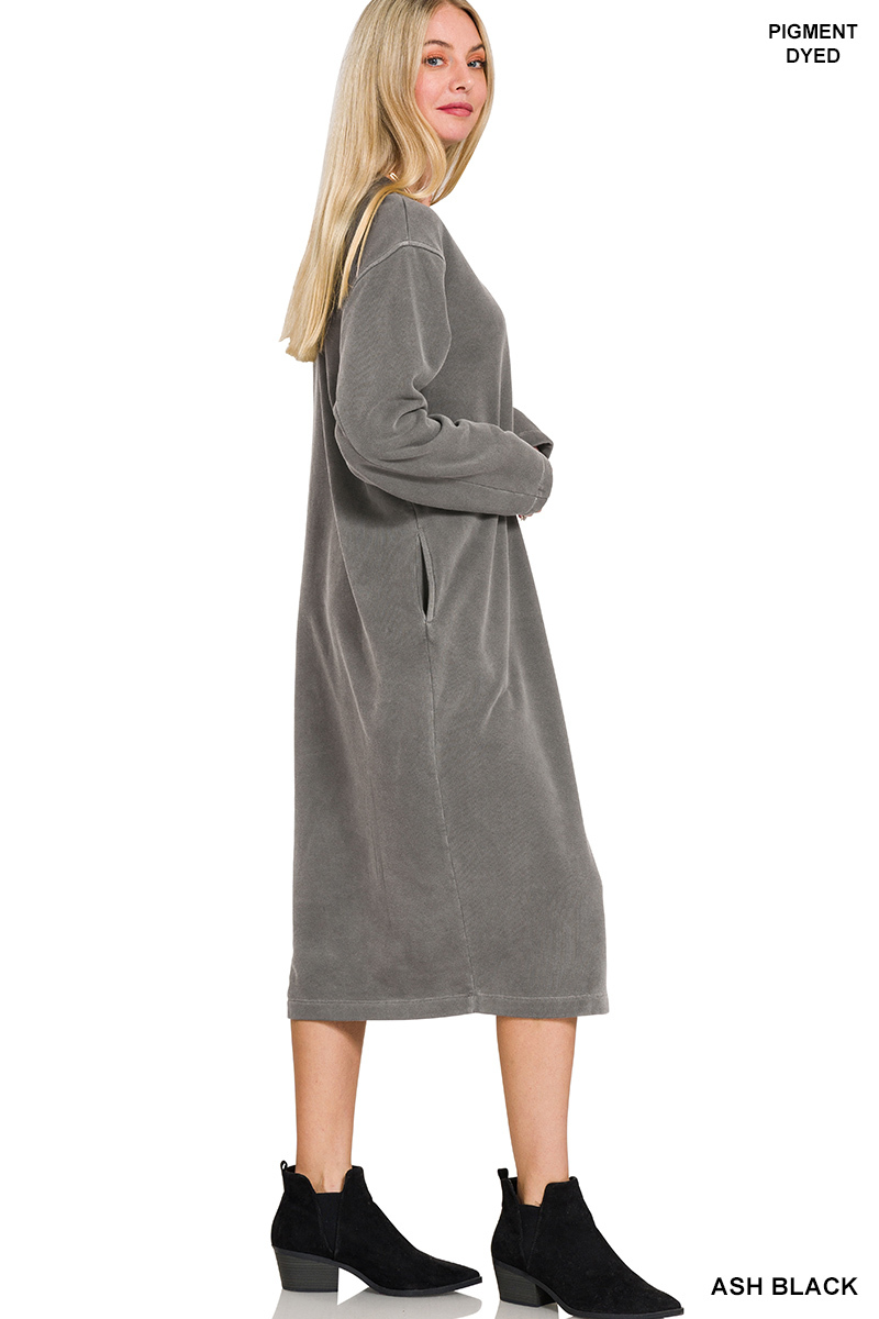 Soft Fleece Pigment Dye Sweatshirts Dress