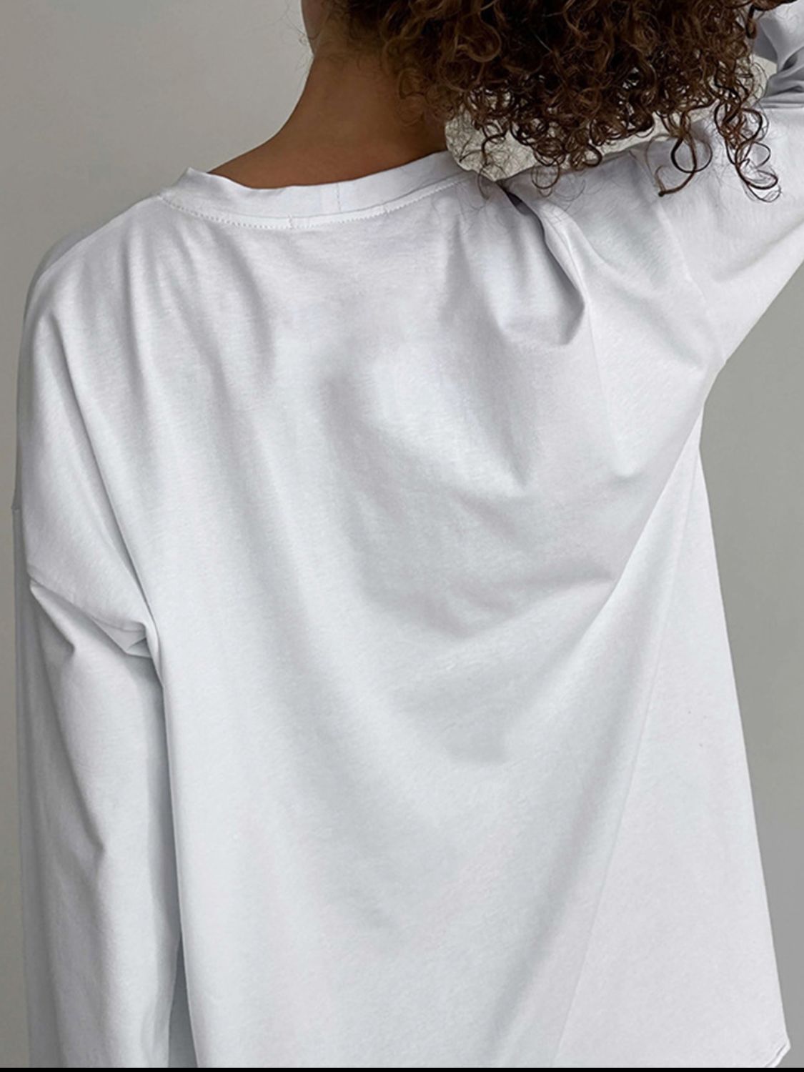 Round Neck Long Sleeve Oversized T-Shirt