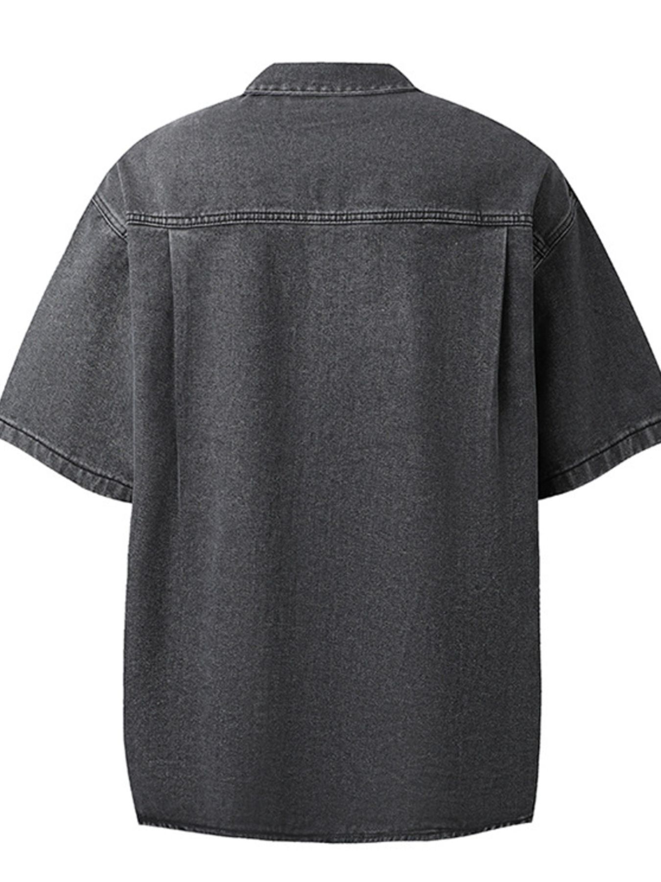 Men's Washed Short Sleeve Denim Shirt