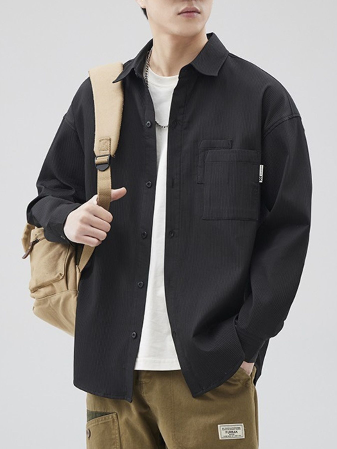 Men's Plus Size Button Down Long Sleeve Shirt