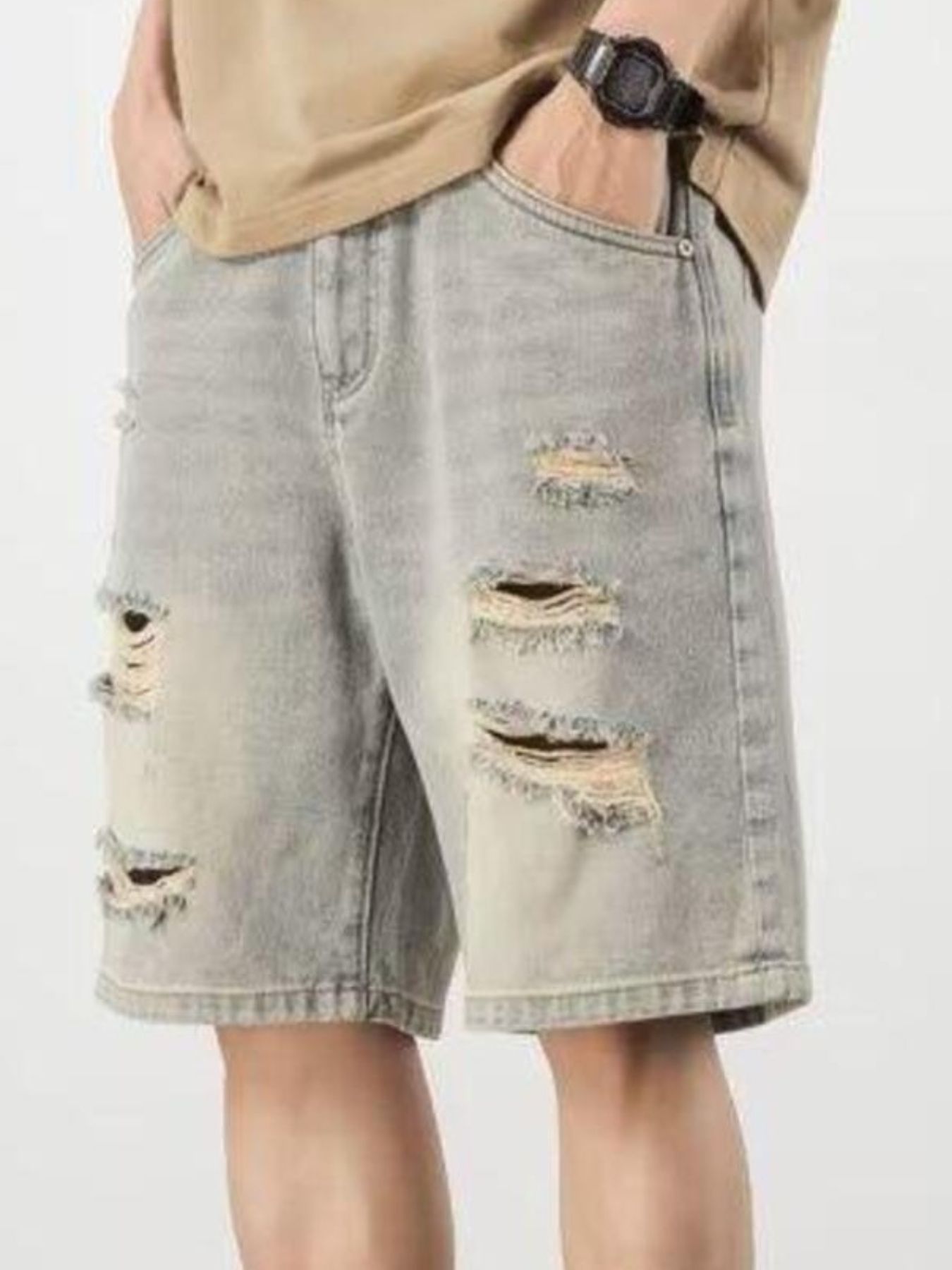 Men's Full Size Distressed Denim Shorts Plus Size