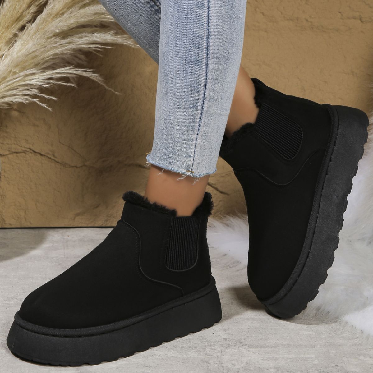 Round Toe Platform Ankle Boots