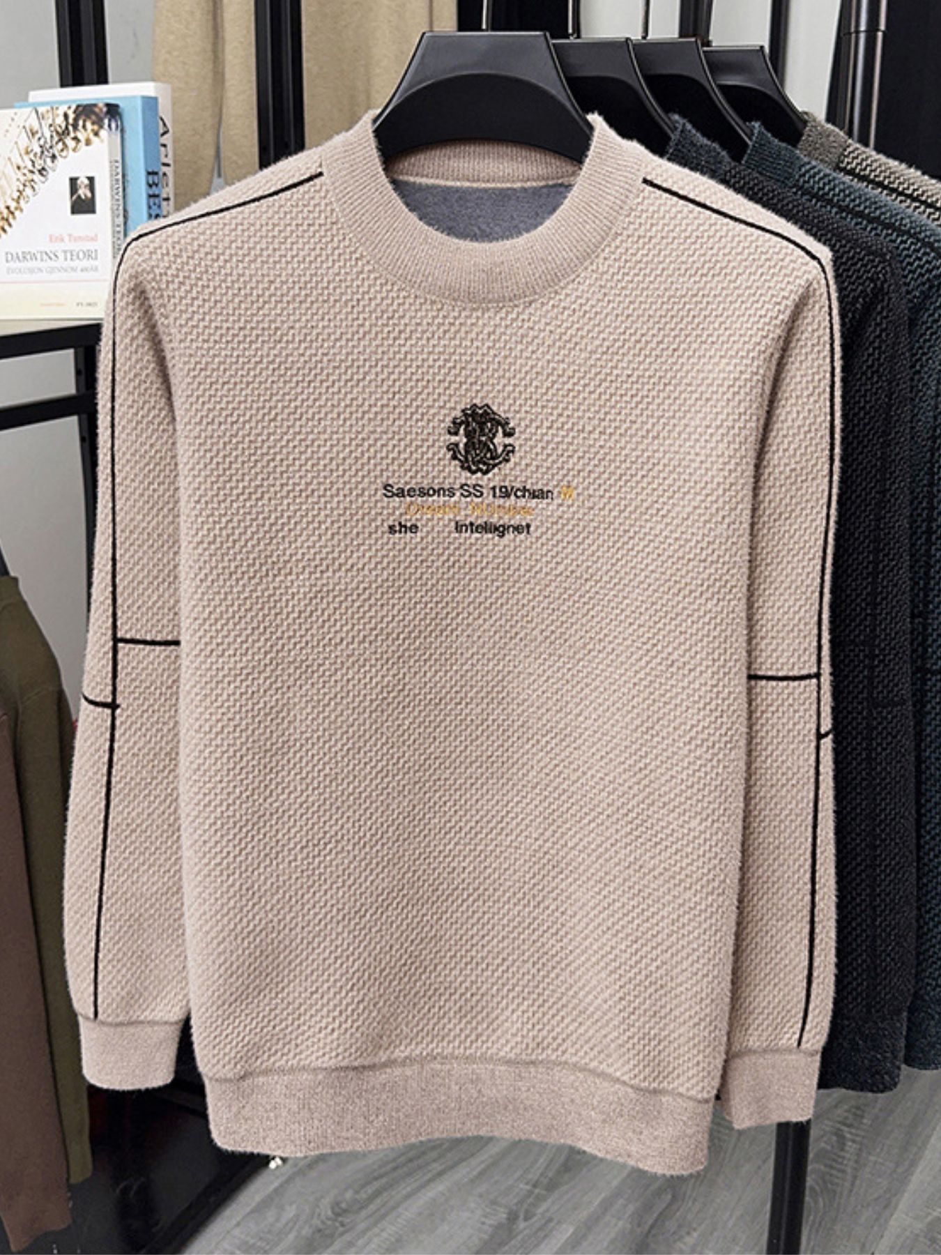 Men's Plus Size Crew Neck Long Sleeve Sweater