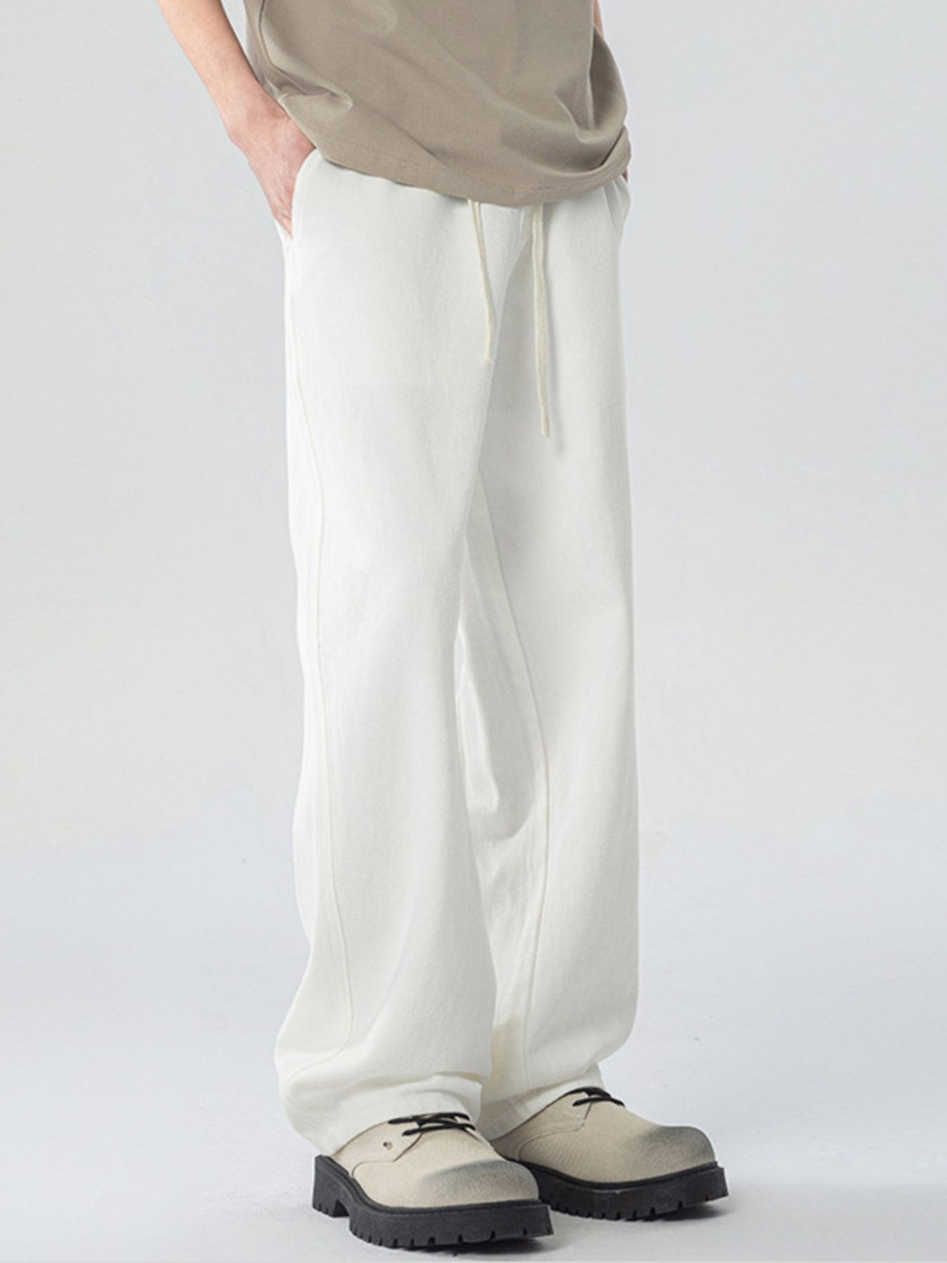 Men's Full Size Loose Fit Drawstring Linen Pants Plus Size