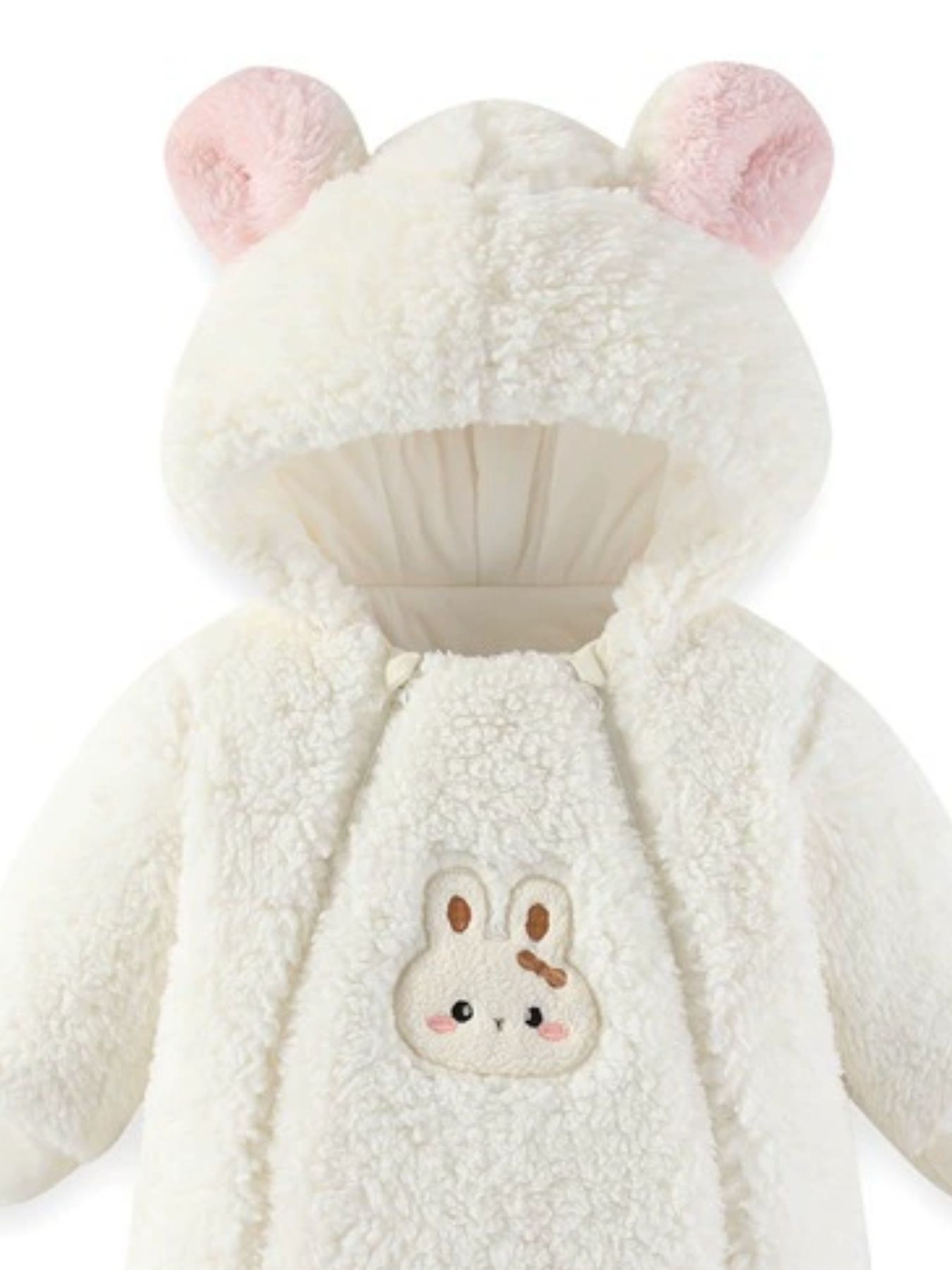 Cute Bunny Hooded Fleece One-Piece