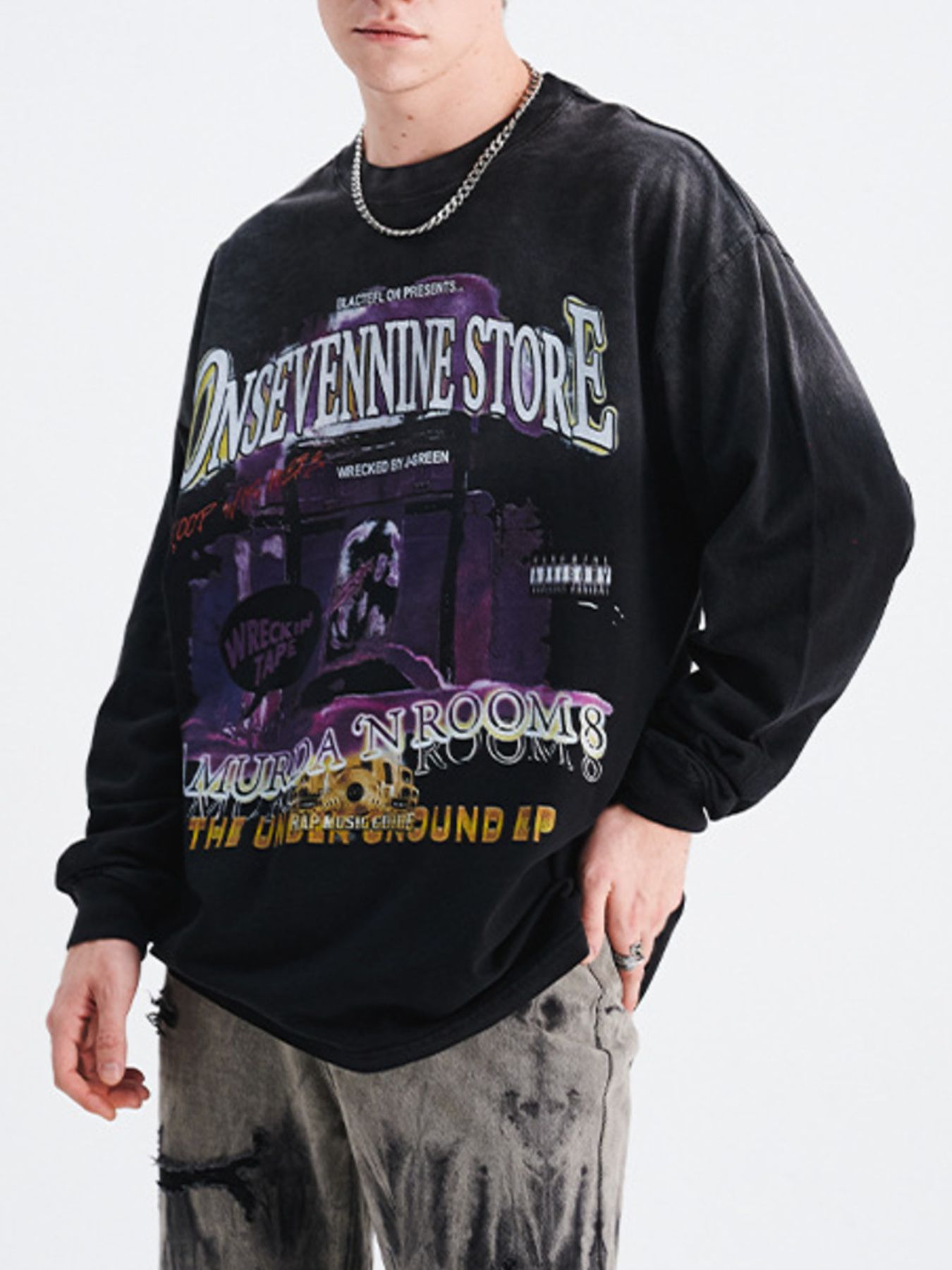 Men's Graphic Round Neck Long Sleeve T-Shirt