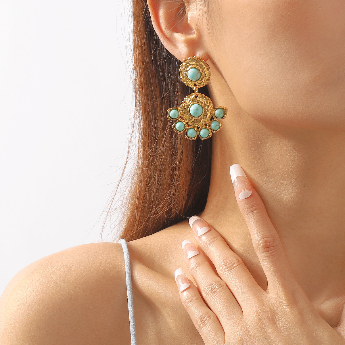 18K Gold-Plated Turquoise Dangle Earrings