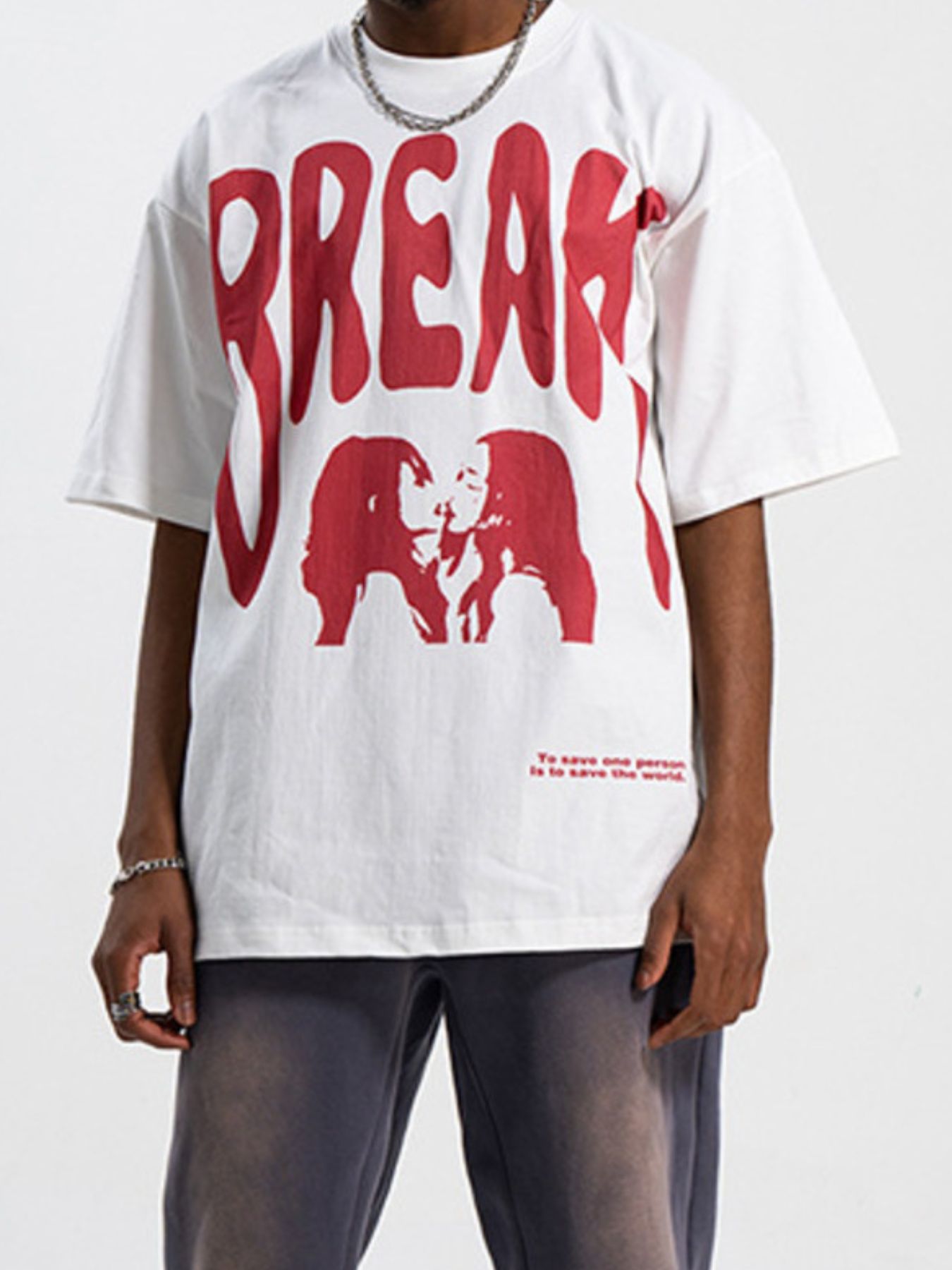 Men's Oversized Graphic Round Neck T-Shirt