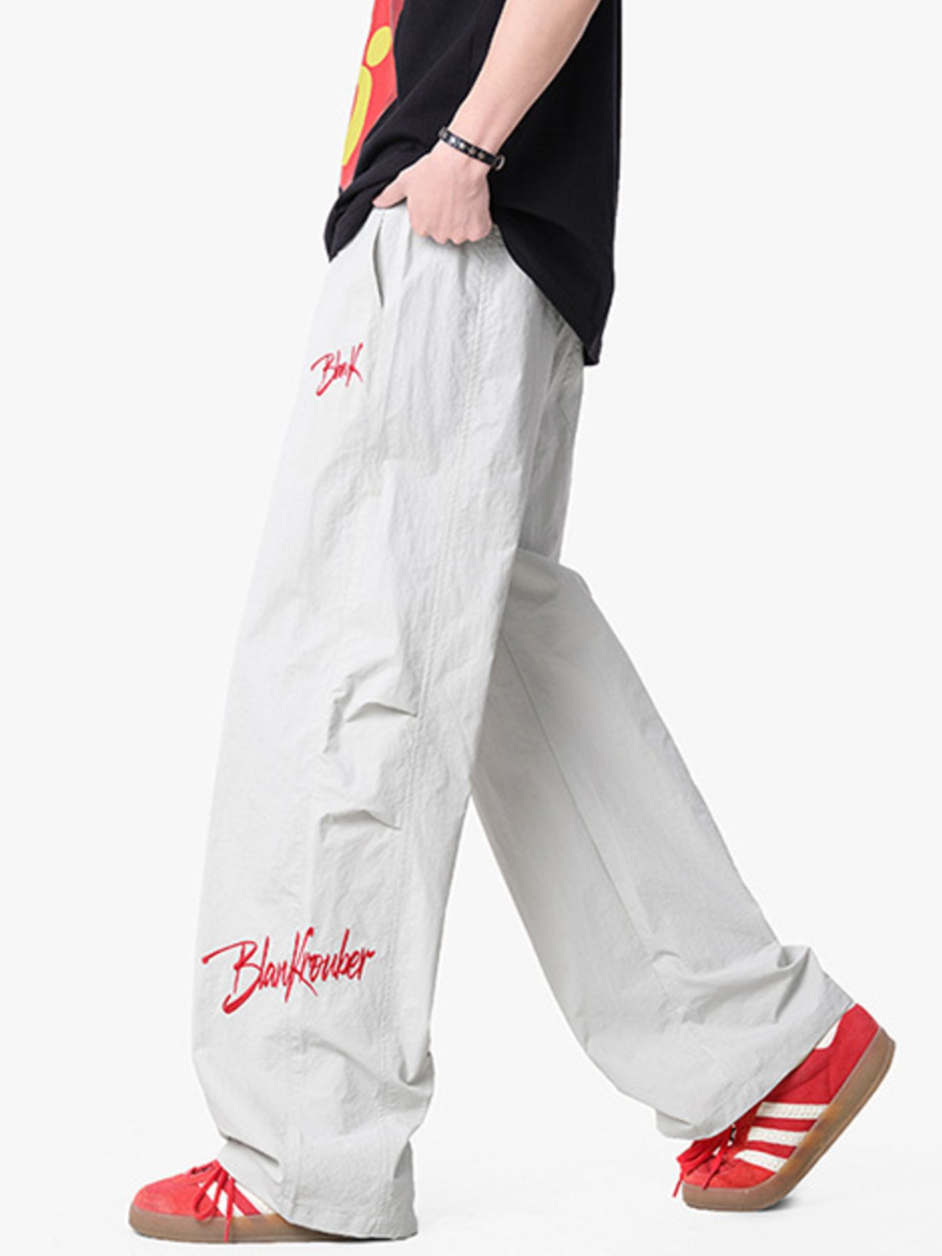 Men's Loose Fit Drawstring Wide Leg Pants