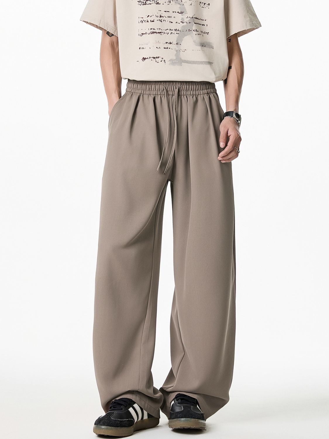 Men's Plus Size Drawstring Wide Leg Pants