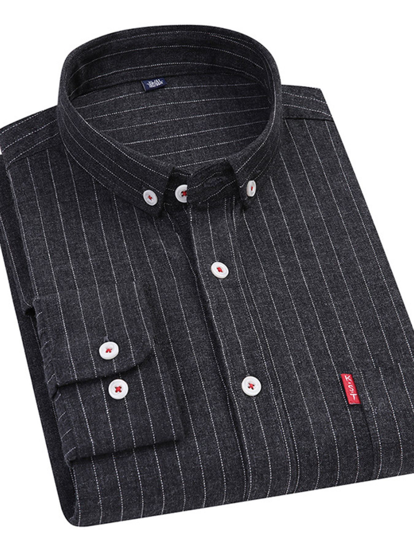 Men's Full Size Striped Long Sleeve Casual Shirt Plus Size