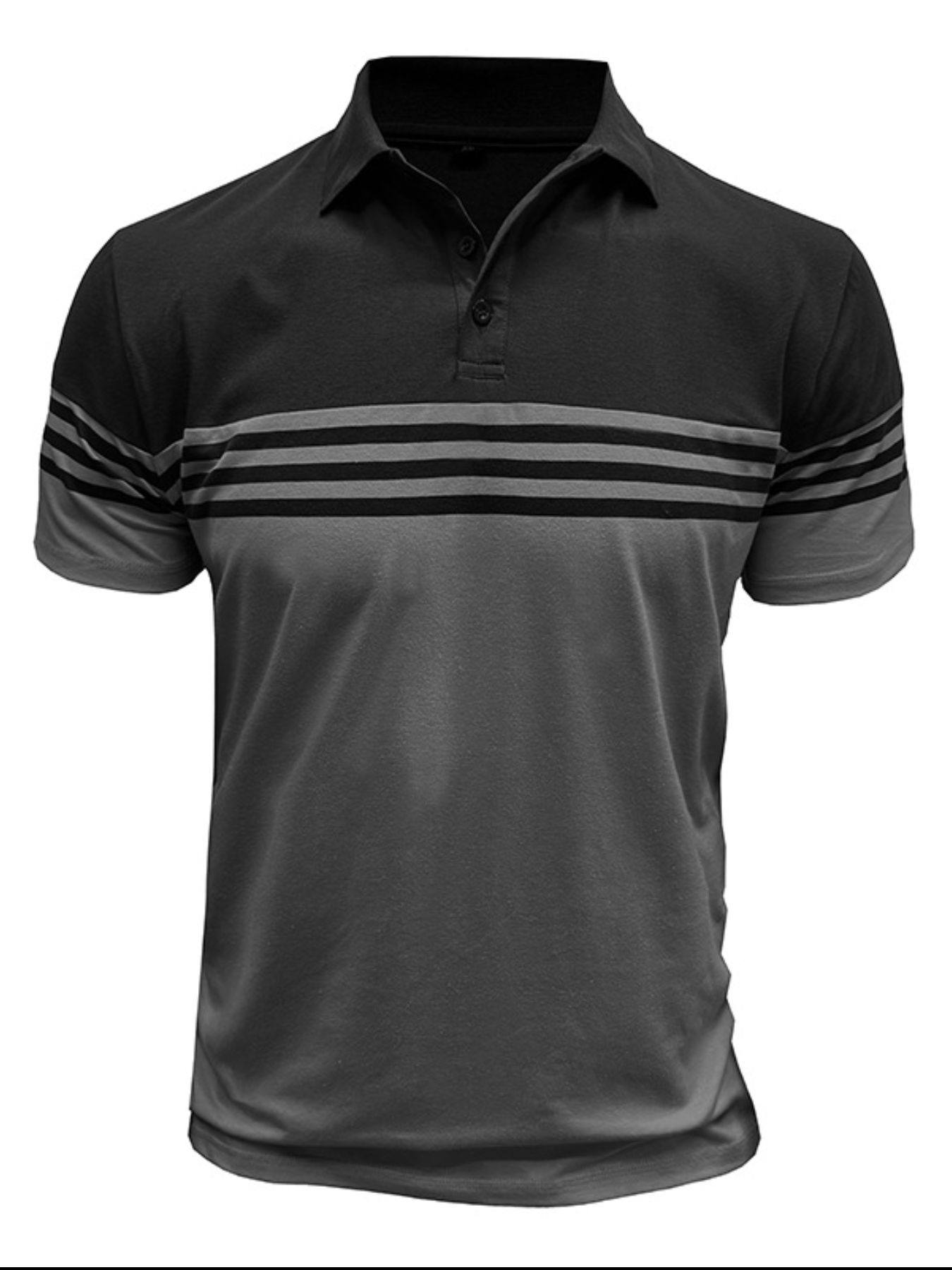 Men's Full Size Color Block Striped Polo Shirt Plus Size
