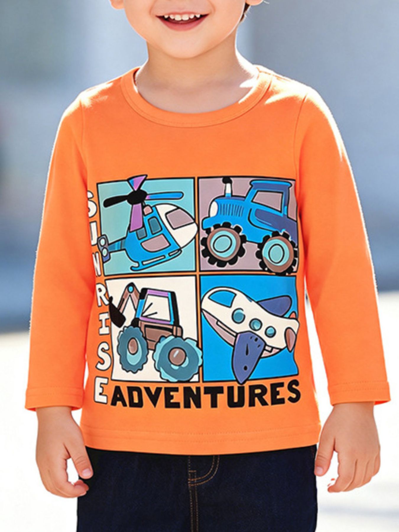 Children's Vehicle Graphic Long-Sleeve T-Shirt