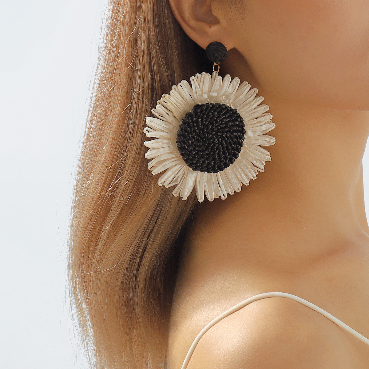 Sunflower Rattan Dangle Earrings
