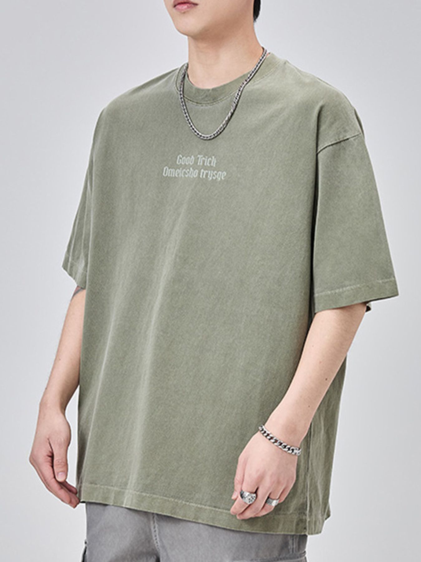 Men's Plus Size Letter Round Neck Short Sleeve T-Shirt