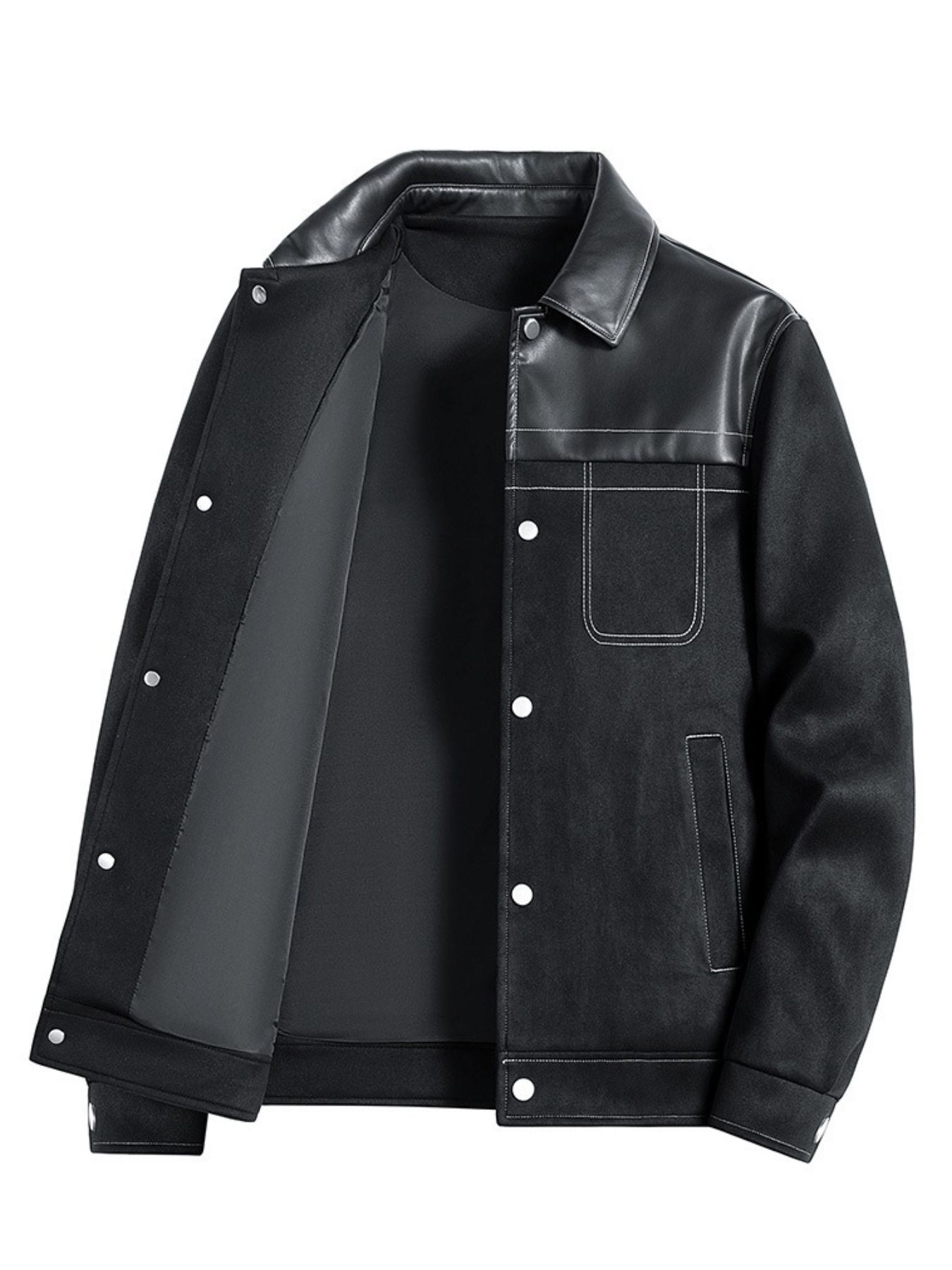 Men's Plus Size Snap Down Long Sleeve Shacket