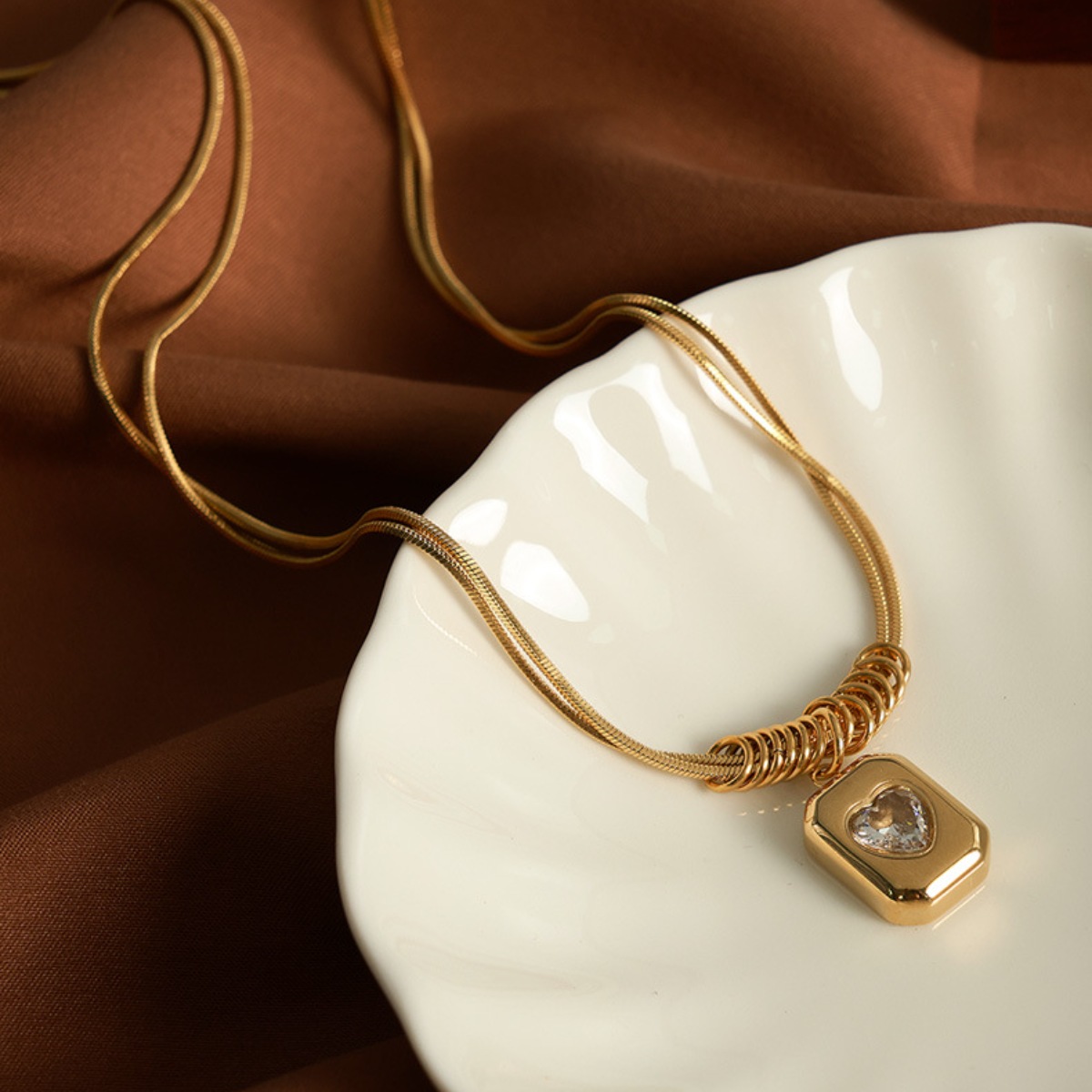 18K Gold-Plated Zircon Heart Necklace